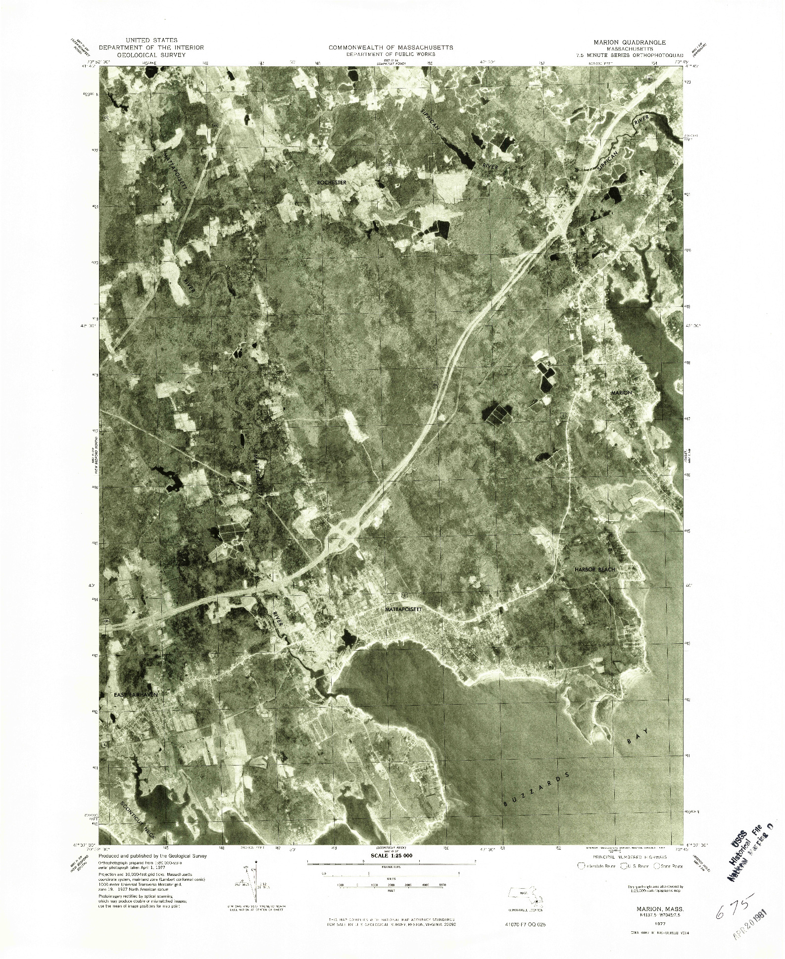 USGS 1:25000-SCALE QUADRANGLE FOR MARION, MA 1977