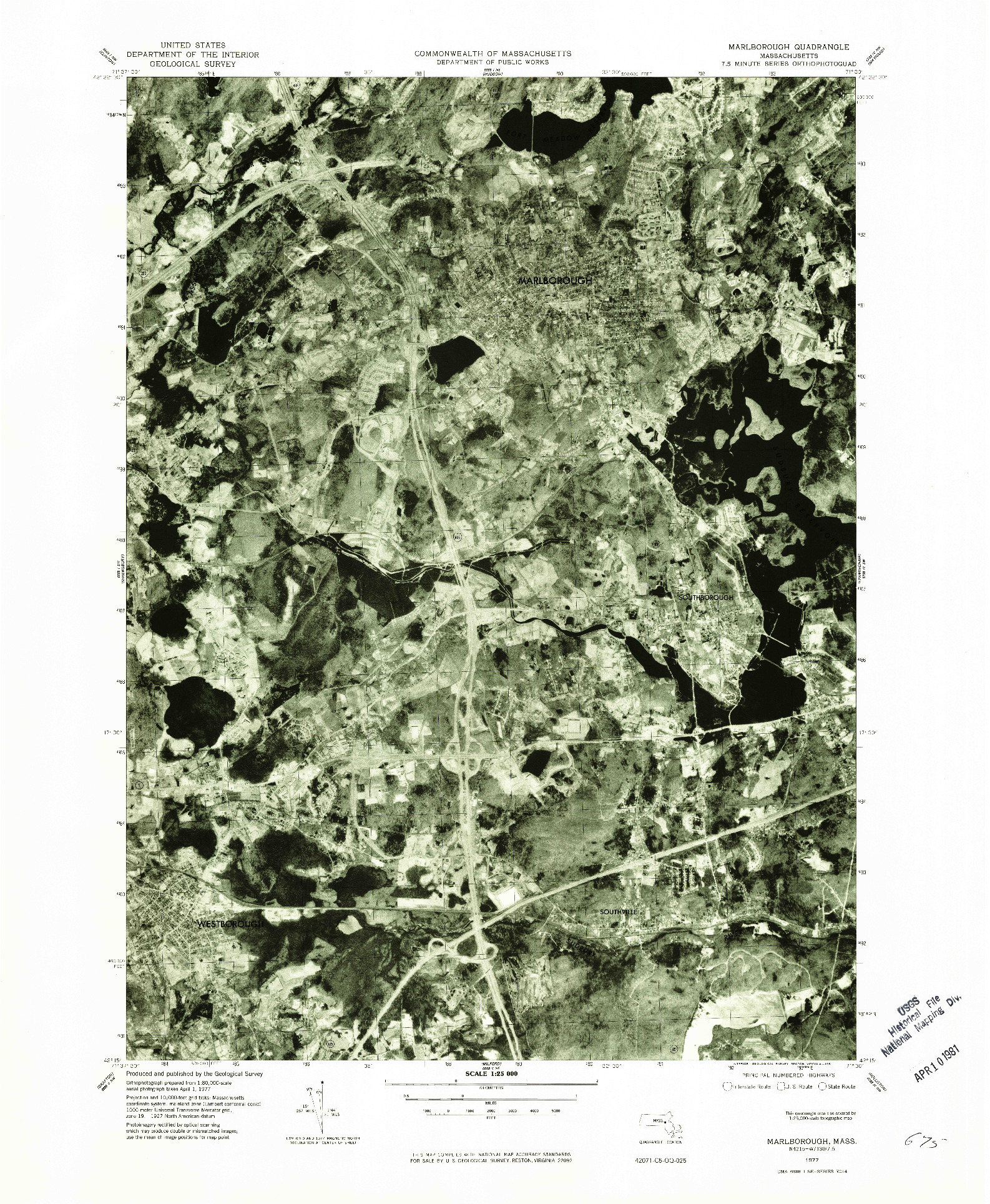 USGS 1:25000-SCALE QUADRANGLE FOR MARLBOROUGH, MA 1977