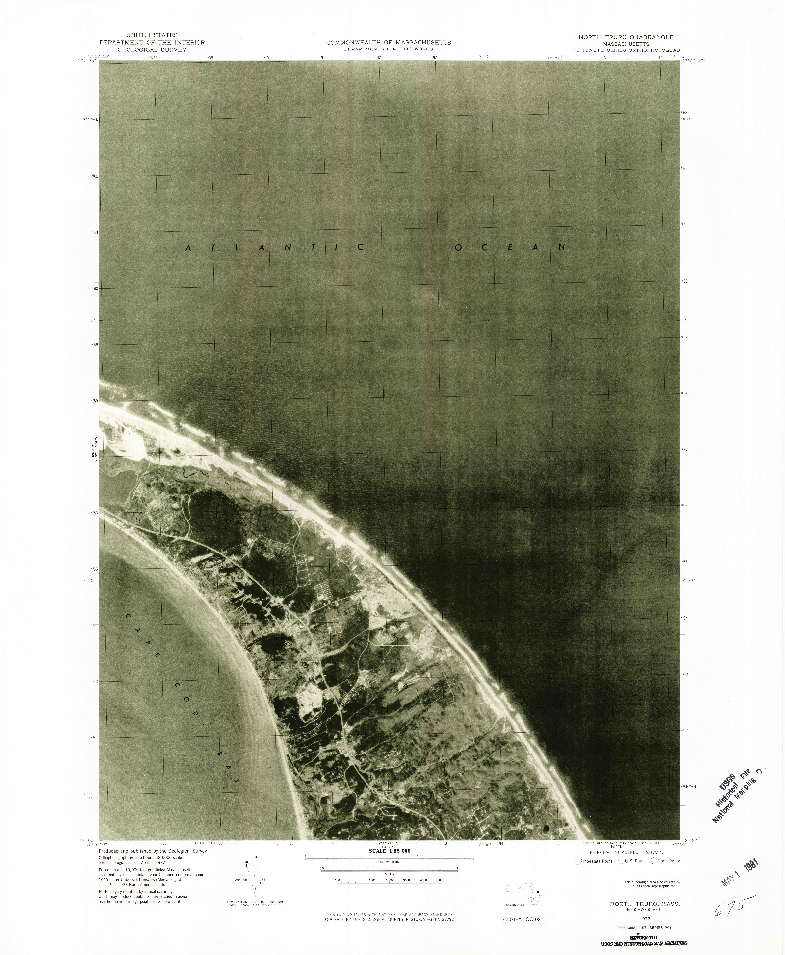 USGS 1:25000-SCALE QUADRANGLE FOR NORTH TRURO, MA 1977