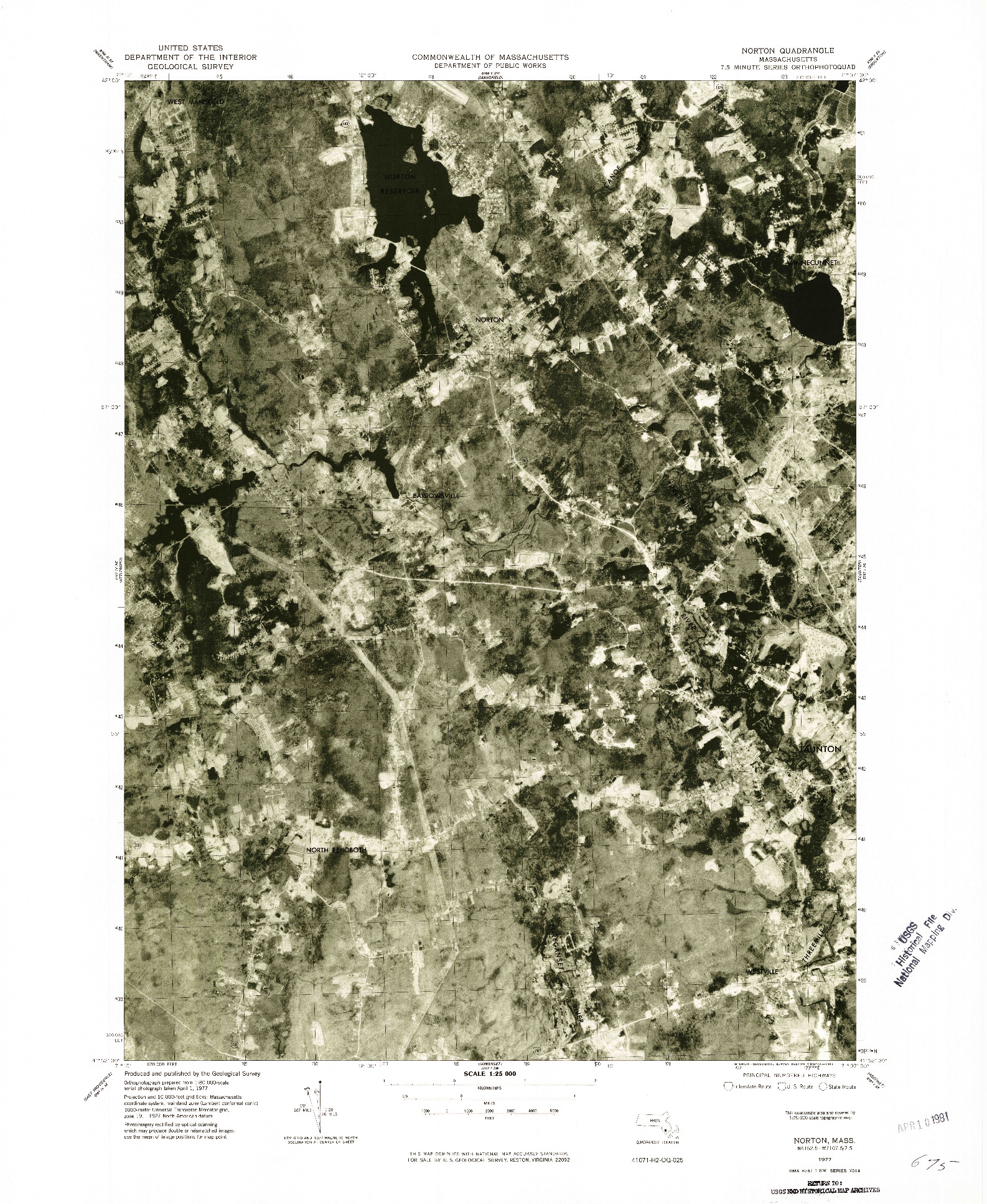 USGS 1:25000-SCALE QUADRANGLE FOR NORTON, MA 1977