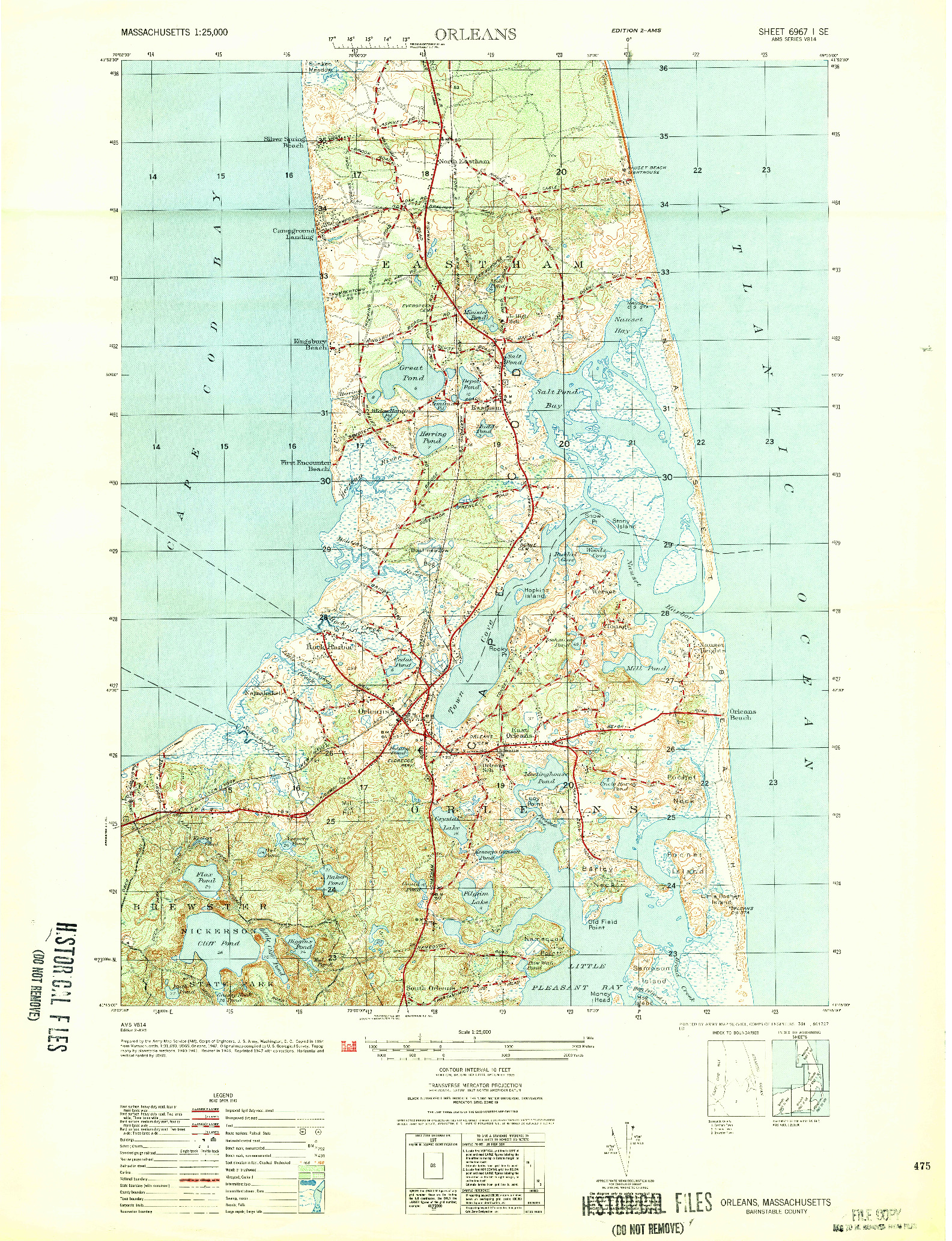 USGS 1:25000-SCALE QUADRANGLE FOR ORLEANS, MA 1946