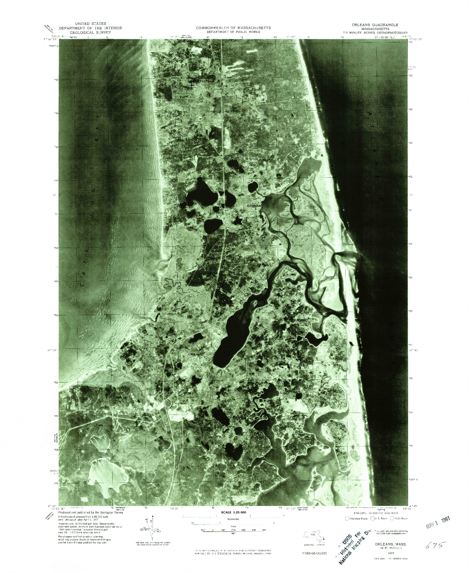 USGS 1:25000-SCALE QUADRANGLE FOR ORLEANS, MA 1977