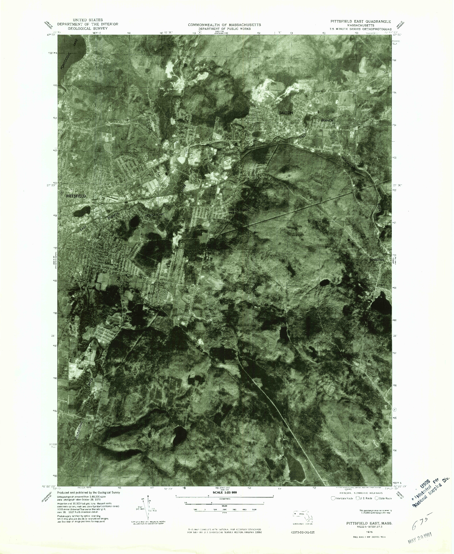 USGS 1:25000-SCALE QUADRANGLE FOR PITTSFIELD EAST, MA 1975