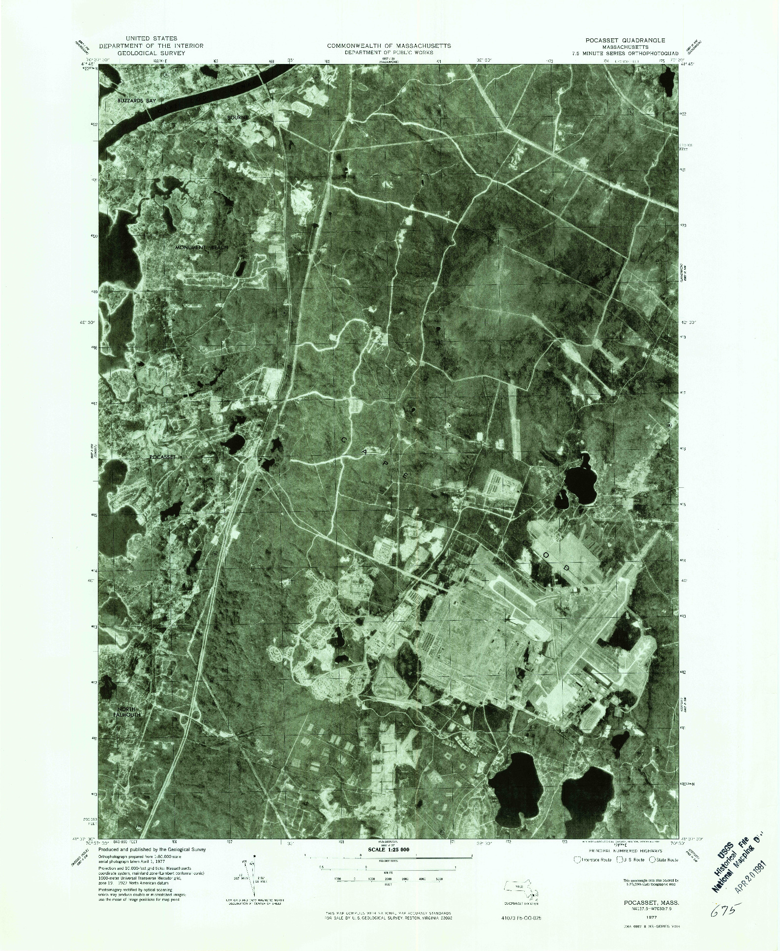 USGS 1:25000-SCALE QUADRANGLE FOR POCASSET, MA 1977