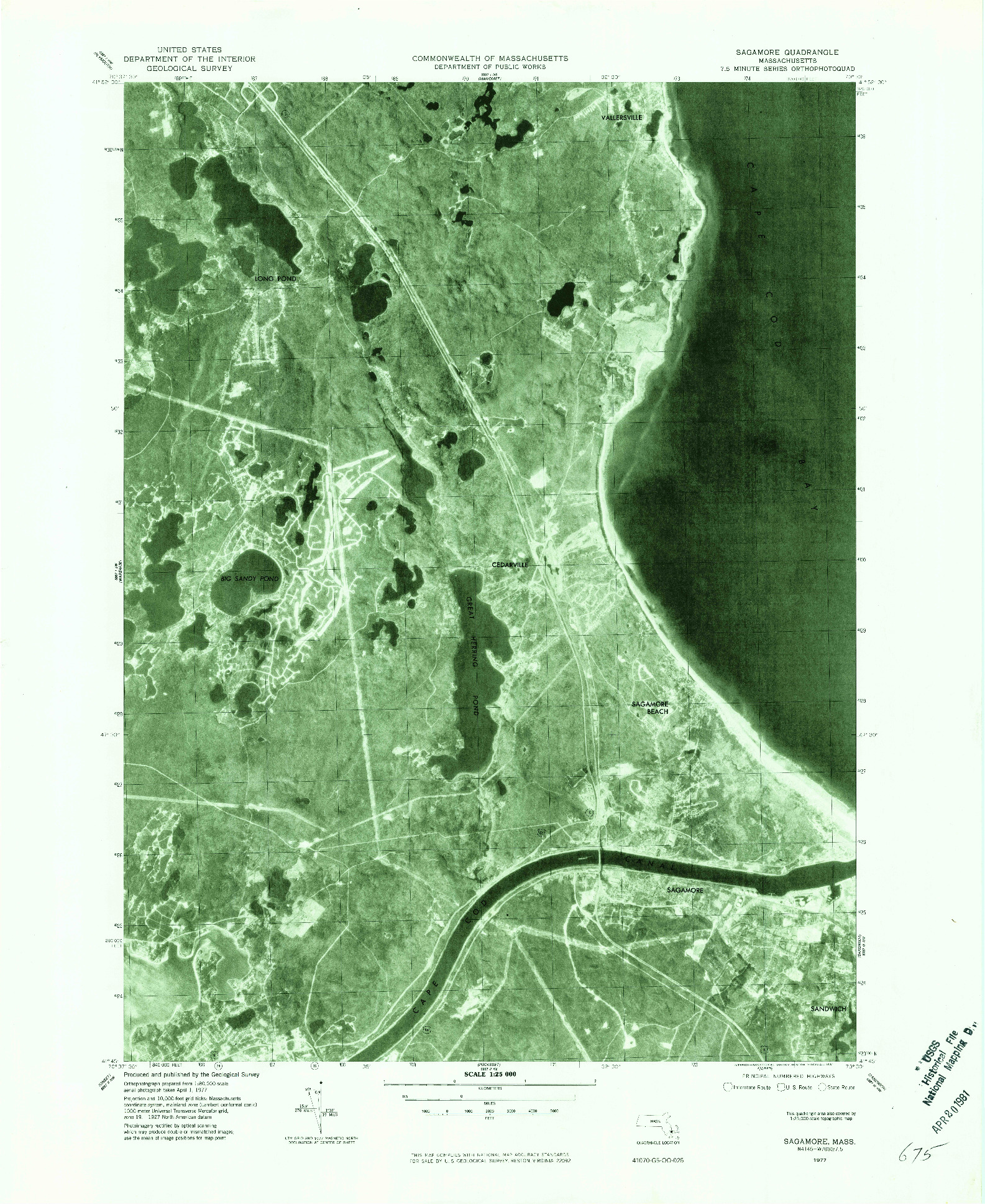 USGS 1:25000-SCALE QUADRANGLE FOR SAGAMORE, MA 1977