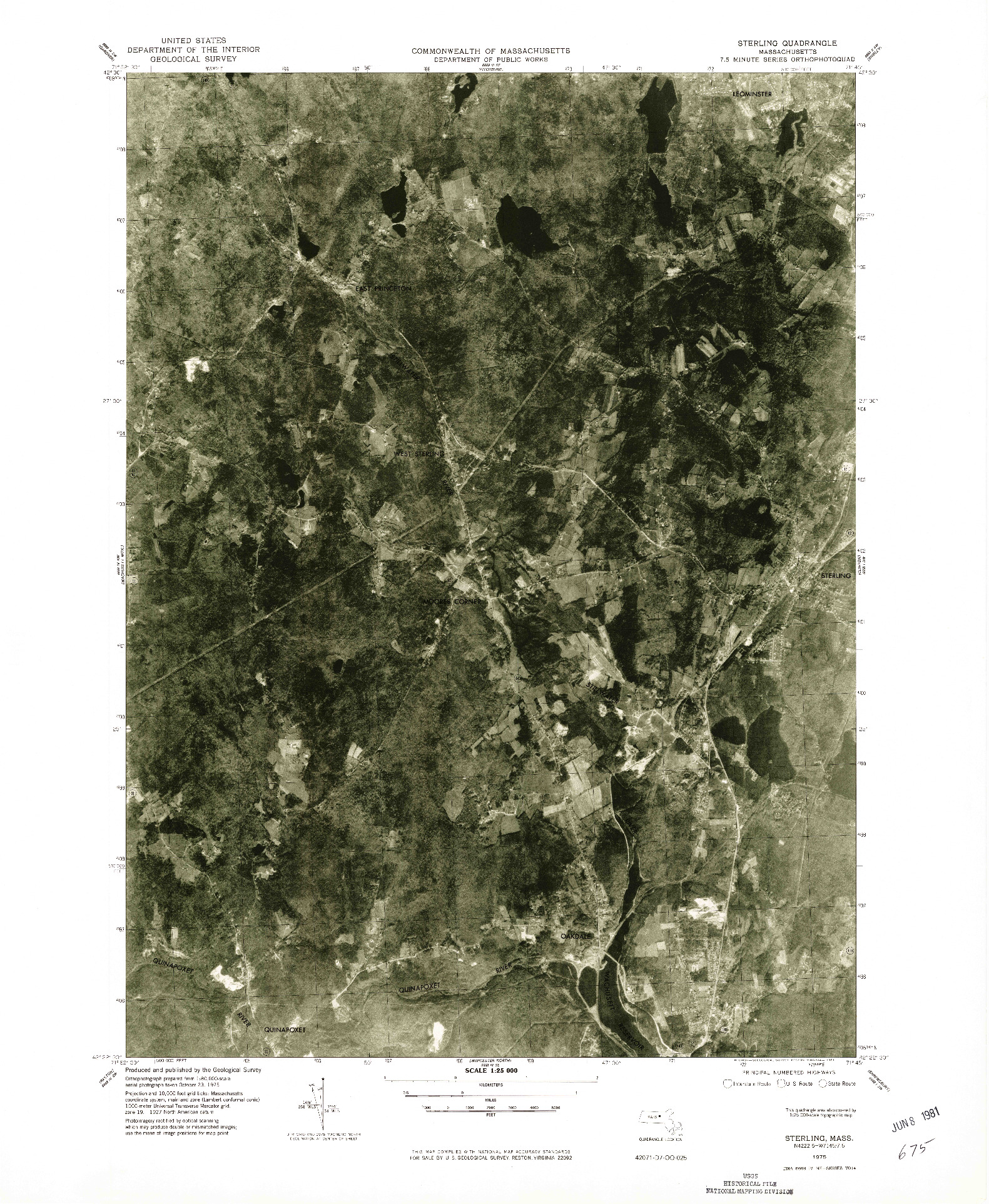 USGS 1:25000-SCALE QUADRANGLE FOR STERLING, MA 1975