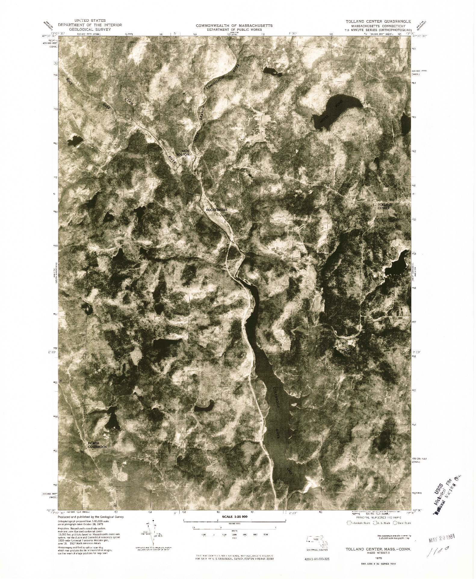 USGS 1:25000-SCALE QUADRANGLE FOR TOLLAND CENTER, MA 1975