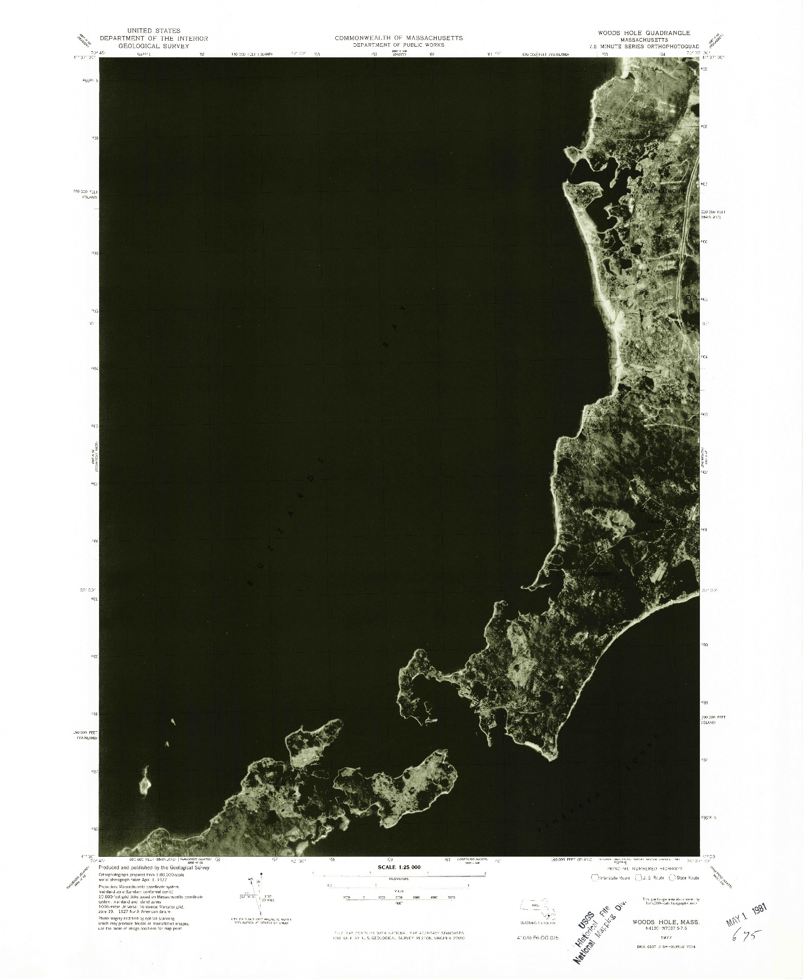 USGS 1:25000-SCALE QUADRANGLE FOR WOODS HOLE, MA 1977