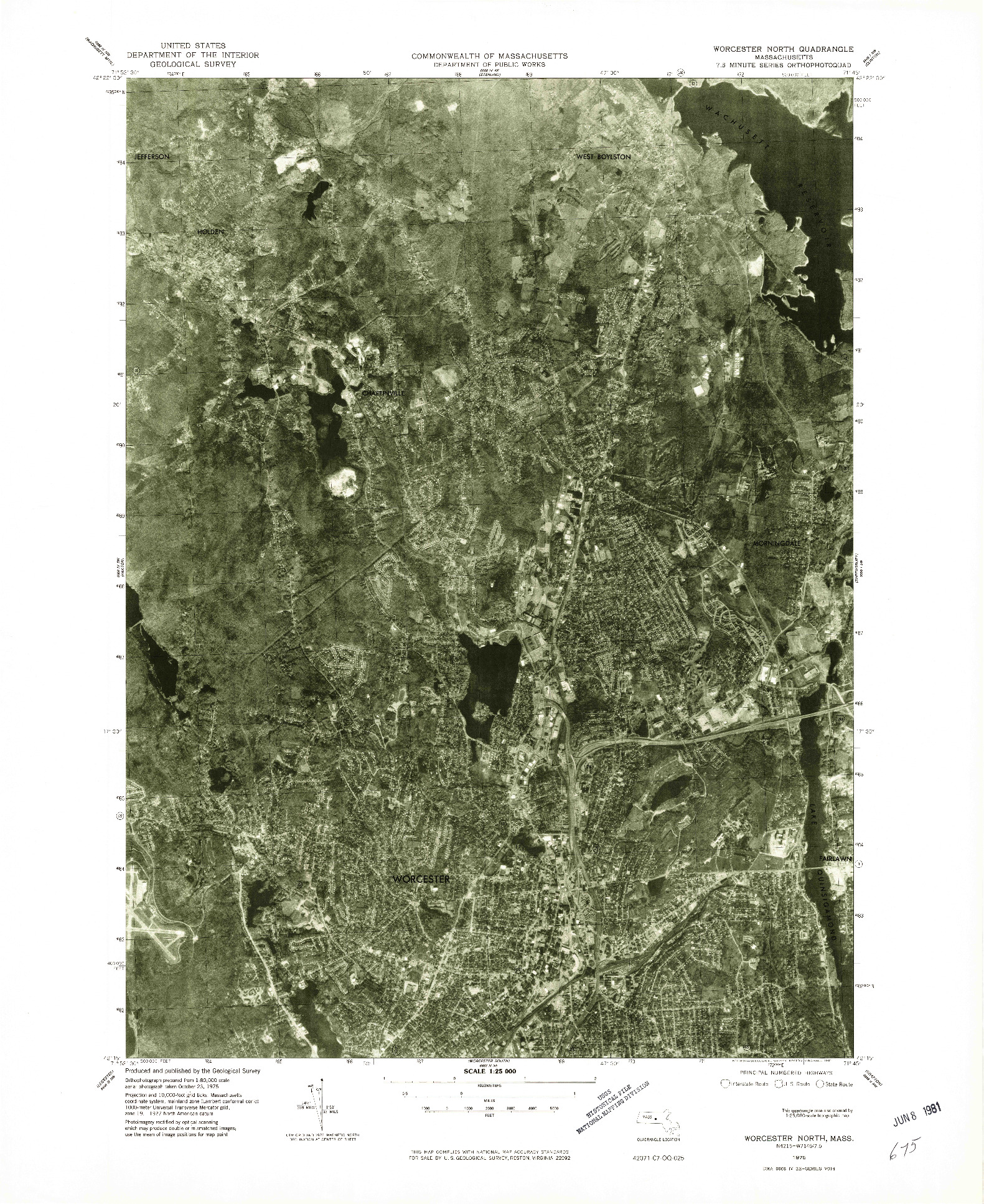 USGS 1:25000-SCALE QUADRANGLE FOR WORCESTER NORTH, MA 1975