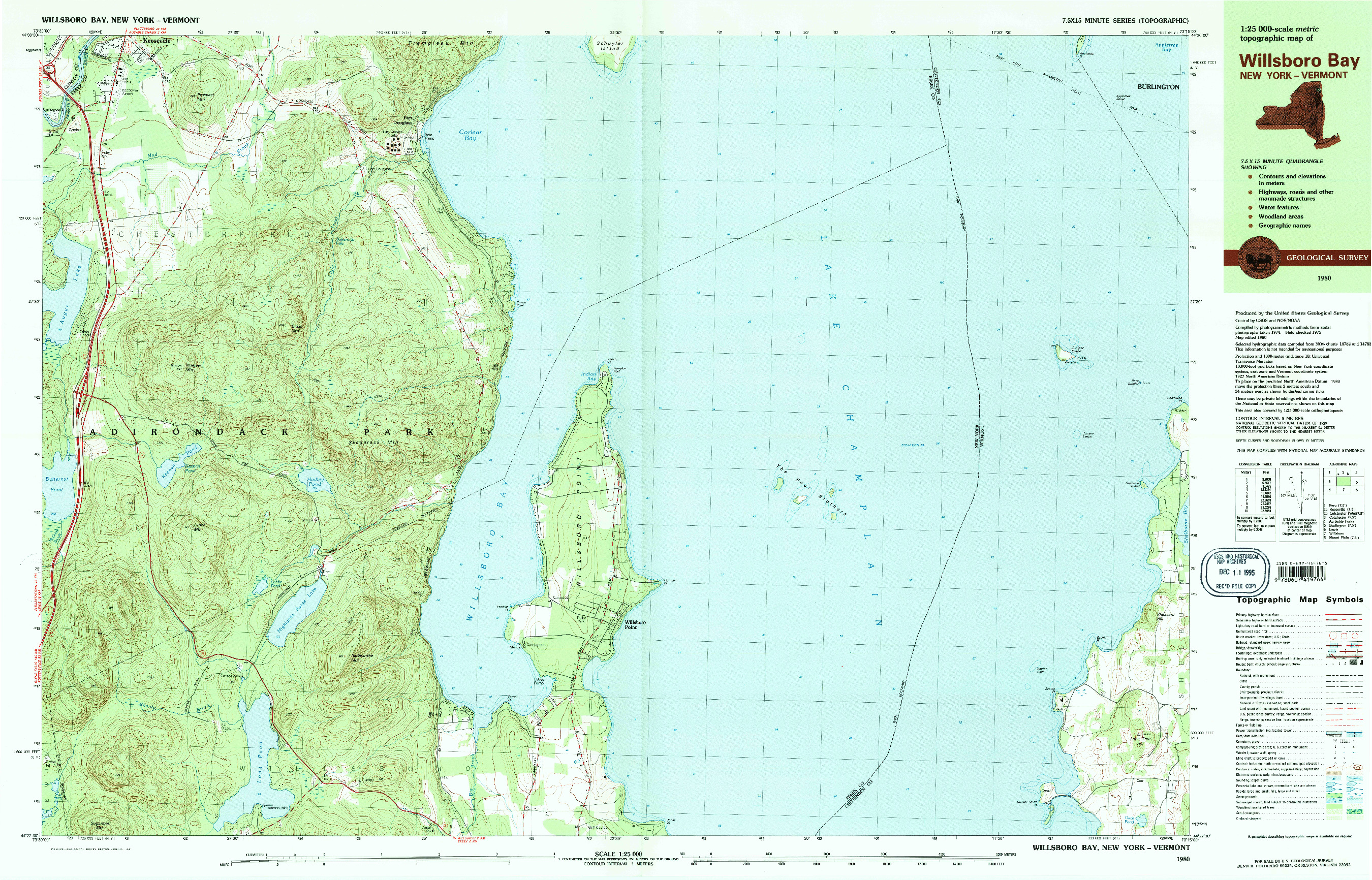 USGS 1:25000-SCALE QUADRANGLE FOR WILLSBORO BAY, NY 1980