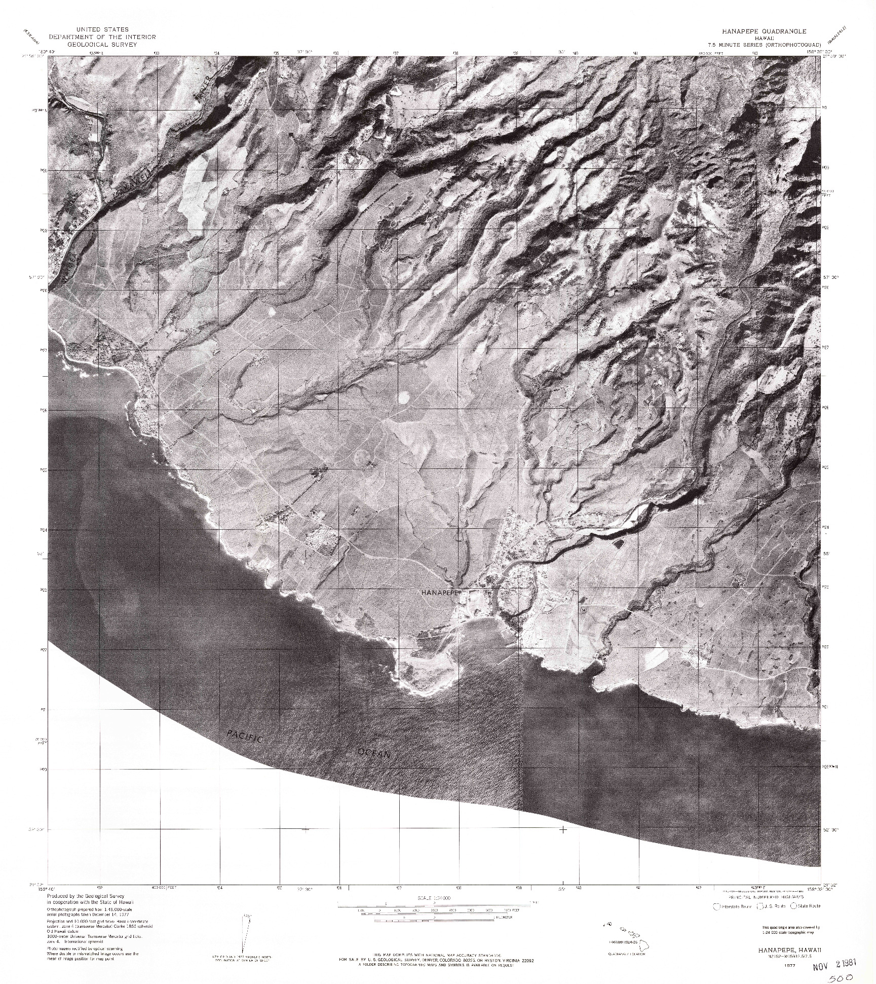 USGS 1:24000-SCALE QUADRANGLE FOR HANAPEPE, HI 1977