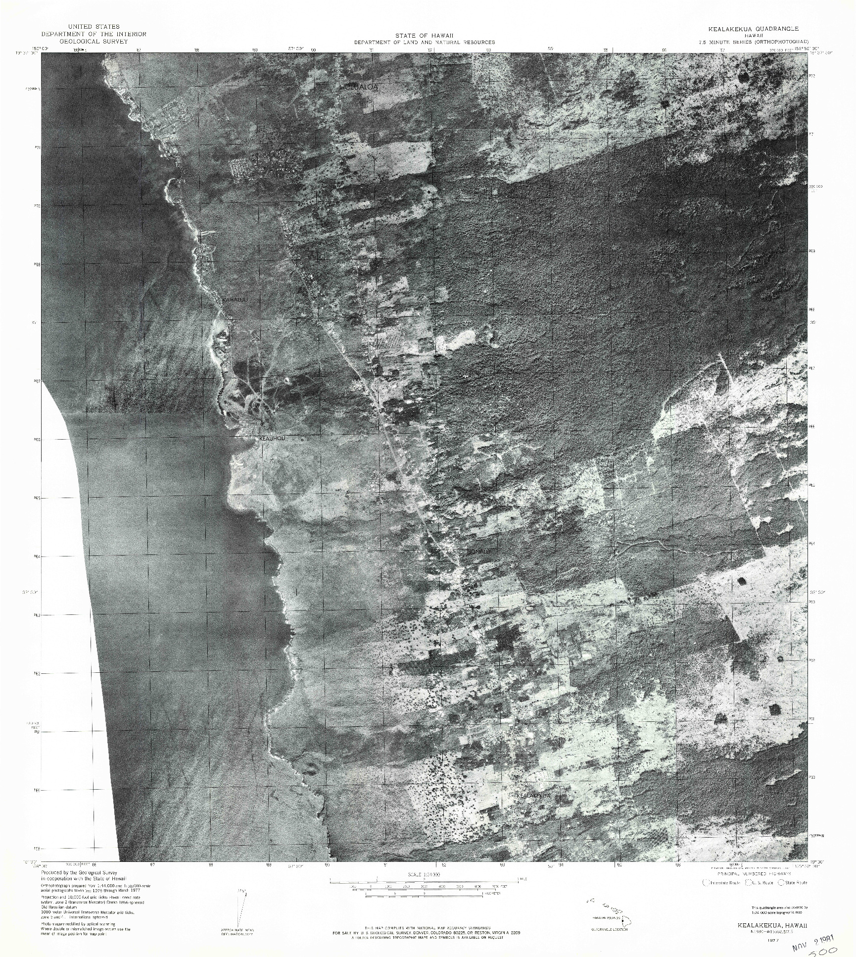 USGS 1:24000-SCALE QUADRANGLE FOR KEALAKEKUA, HI 1977