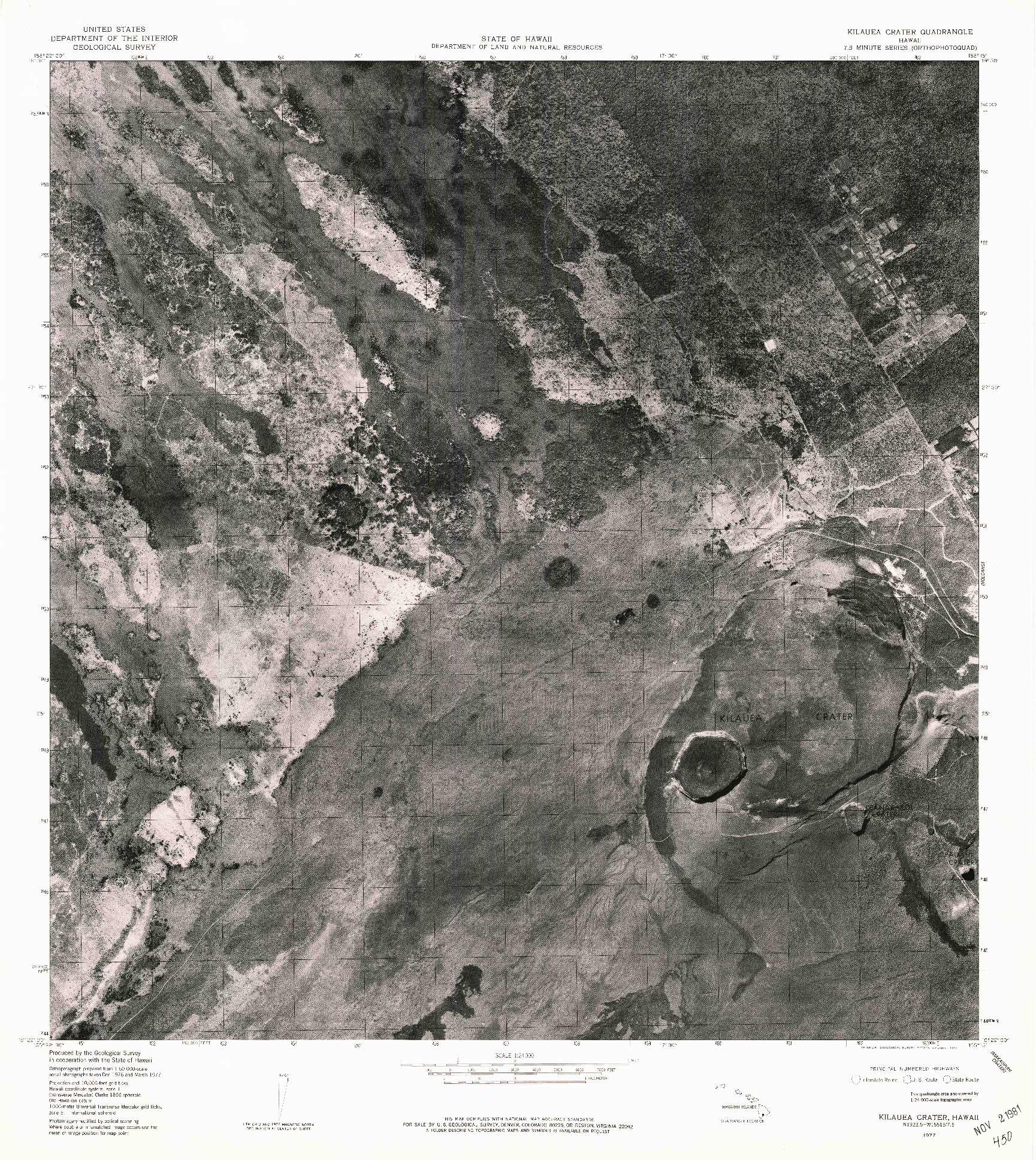 USGS 1:24000-SCALE QUADRANGLE FOR KILAUEA CRATER, HI 1977