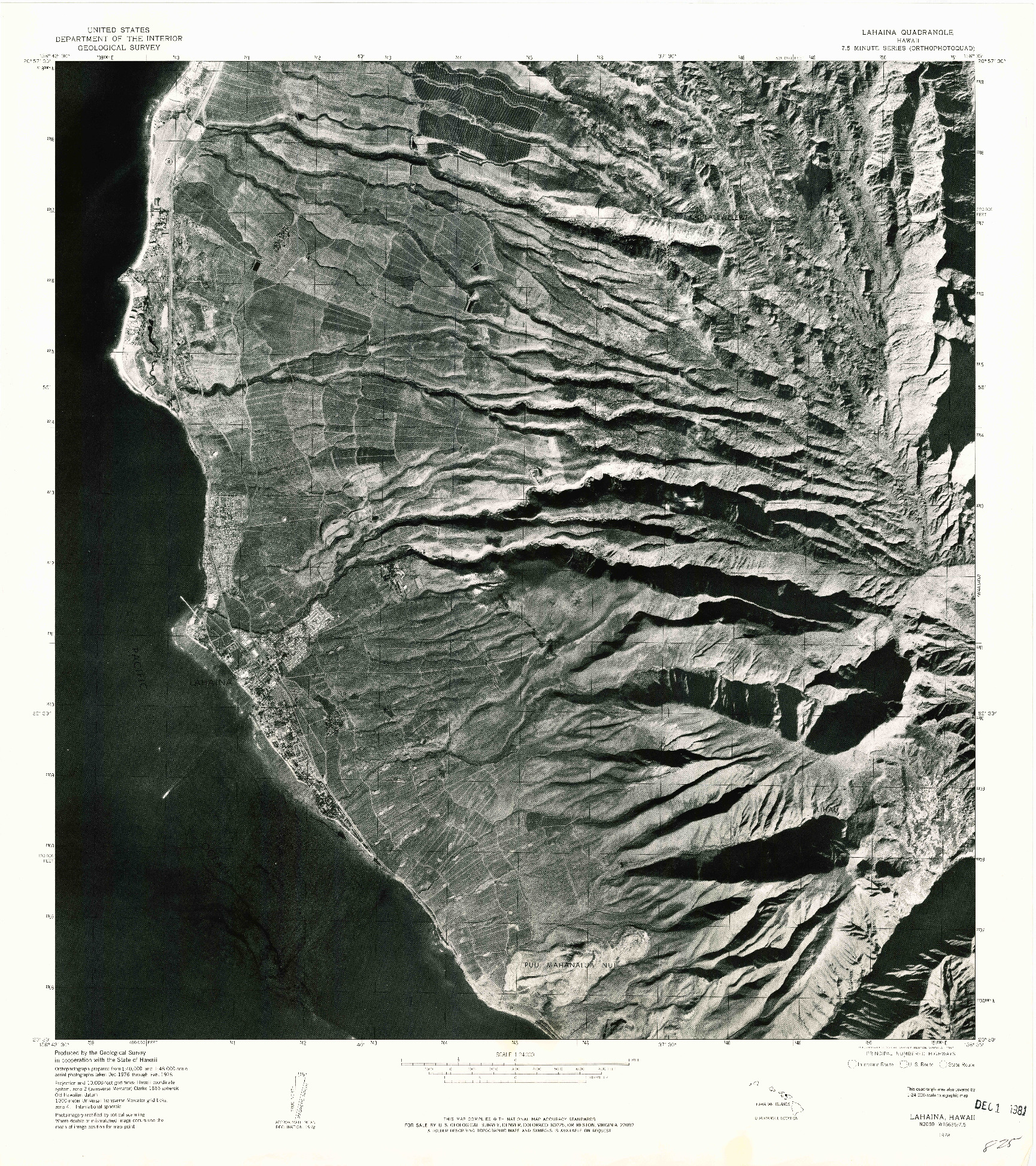USGS 1:24000-SCALE QUADRANGLE FOR LAHAINA, HI 1978