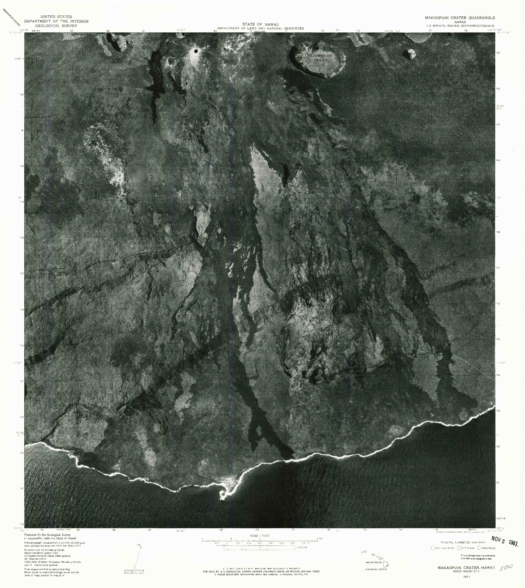 USGS 1:24000-SCALE QUADRANGLE FOR MAKAOPUHI CRATER, HI 1977