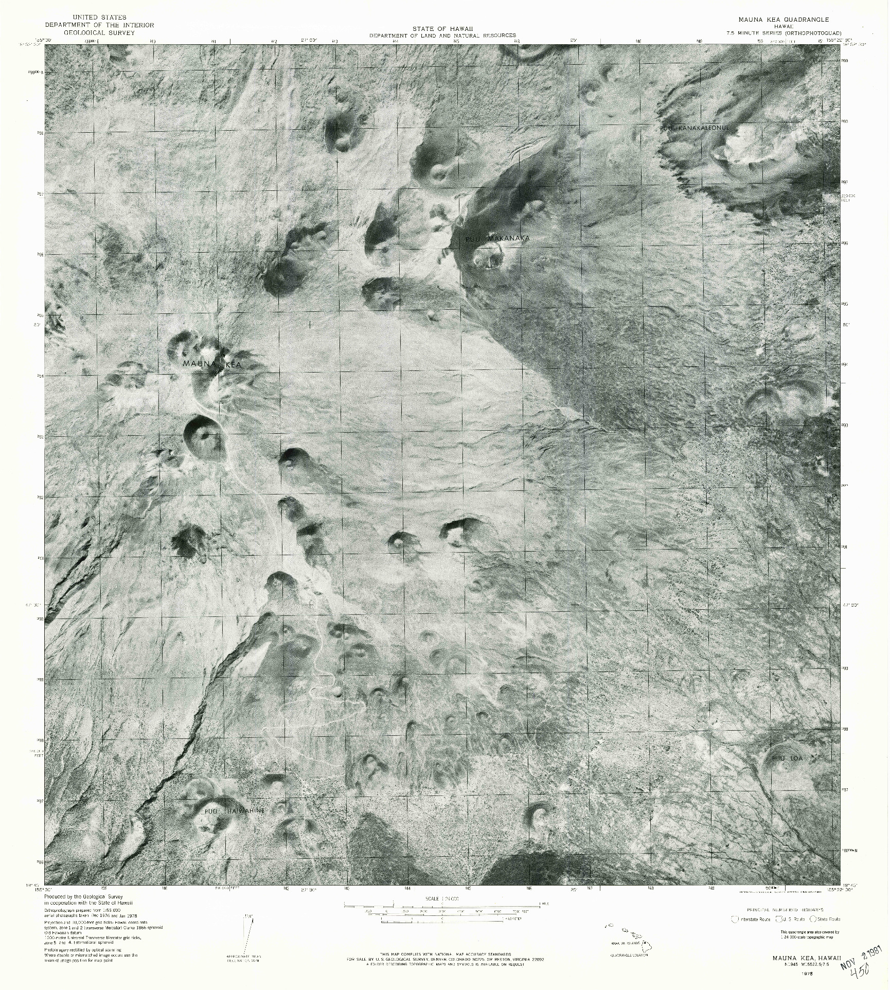 USGS 1:24000-SCALE QUADRANGLE FOR MAUNA KEA, HI 1978