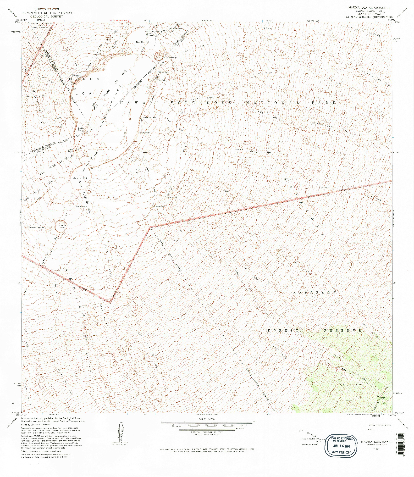 USGS 1:24000-SCALE QUADRANGLE FOR MAUNA LOA, HI 1981