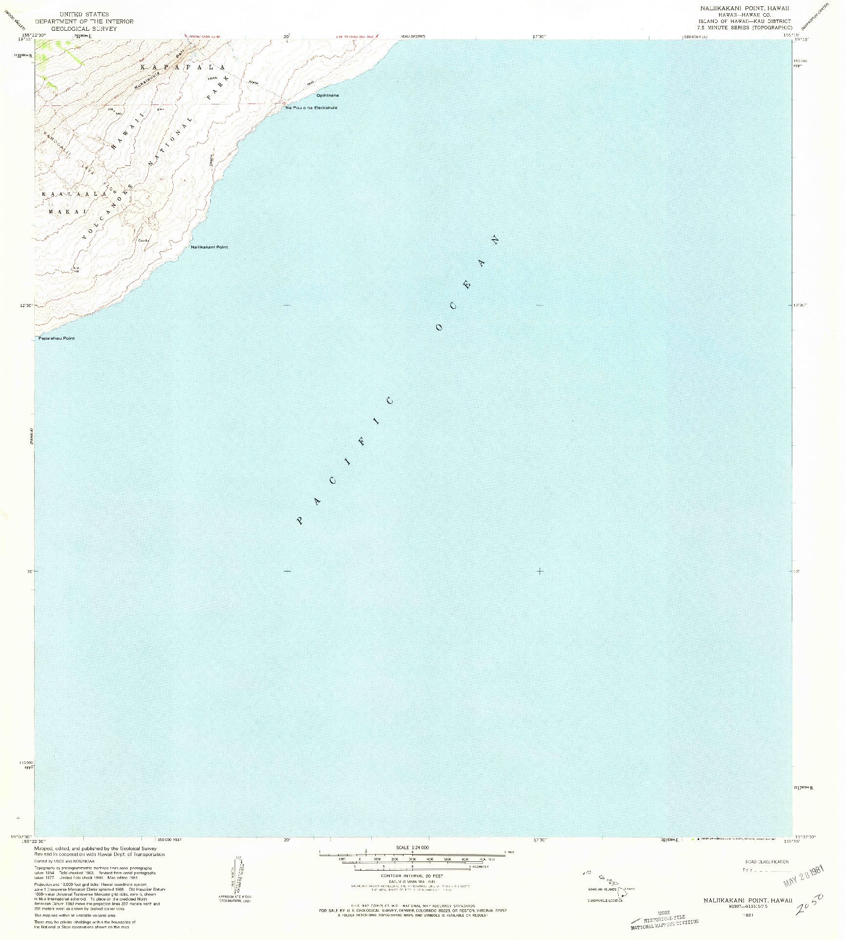 USGS 1:24000-SCALE QUADRANGLE FOR NALIIKAKANI POINT, HI 1981