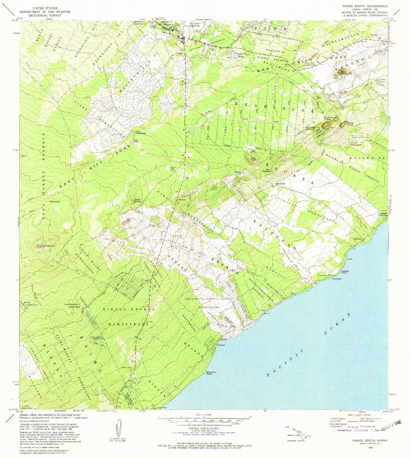 USGS 1:24000-SCALE QUADRANGLE FOR PAHOA SOUTH, HI 1980