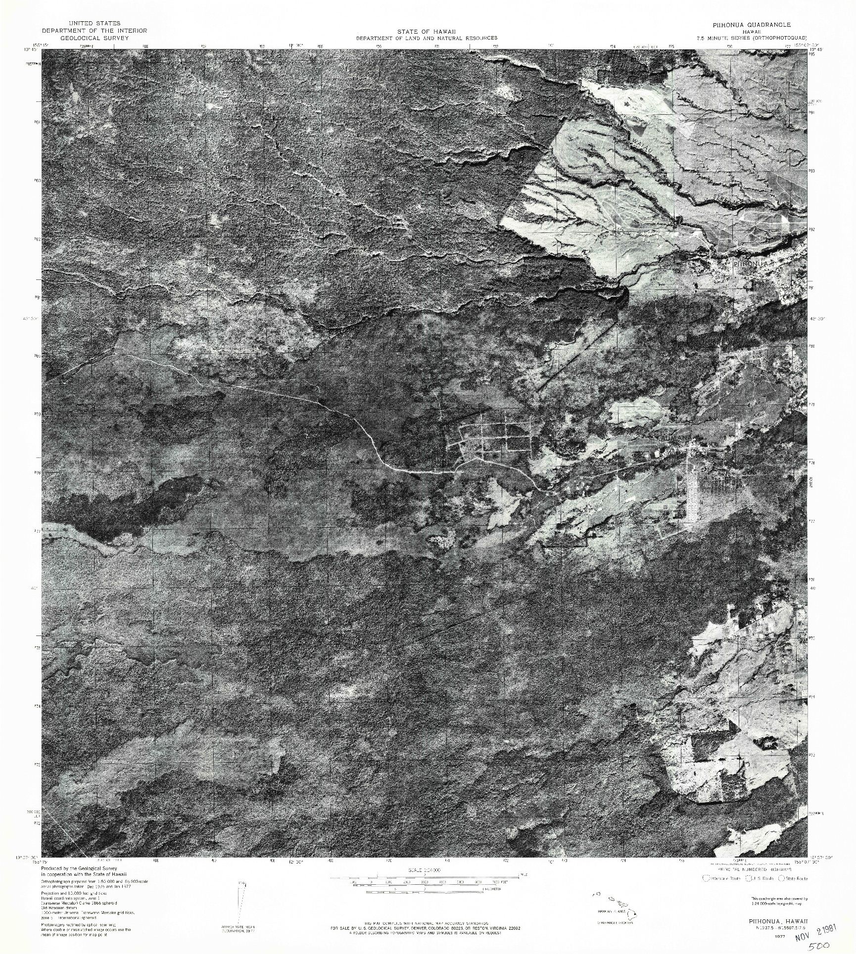 USGS 1:24000-SCALE QUADRANGLE FOR PIIHONUA, HI 1977
