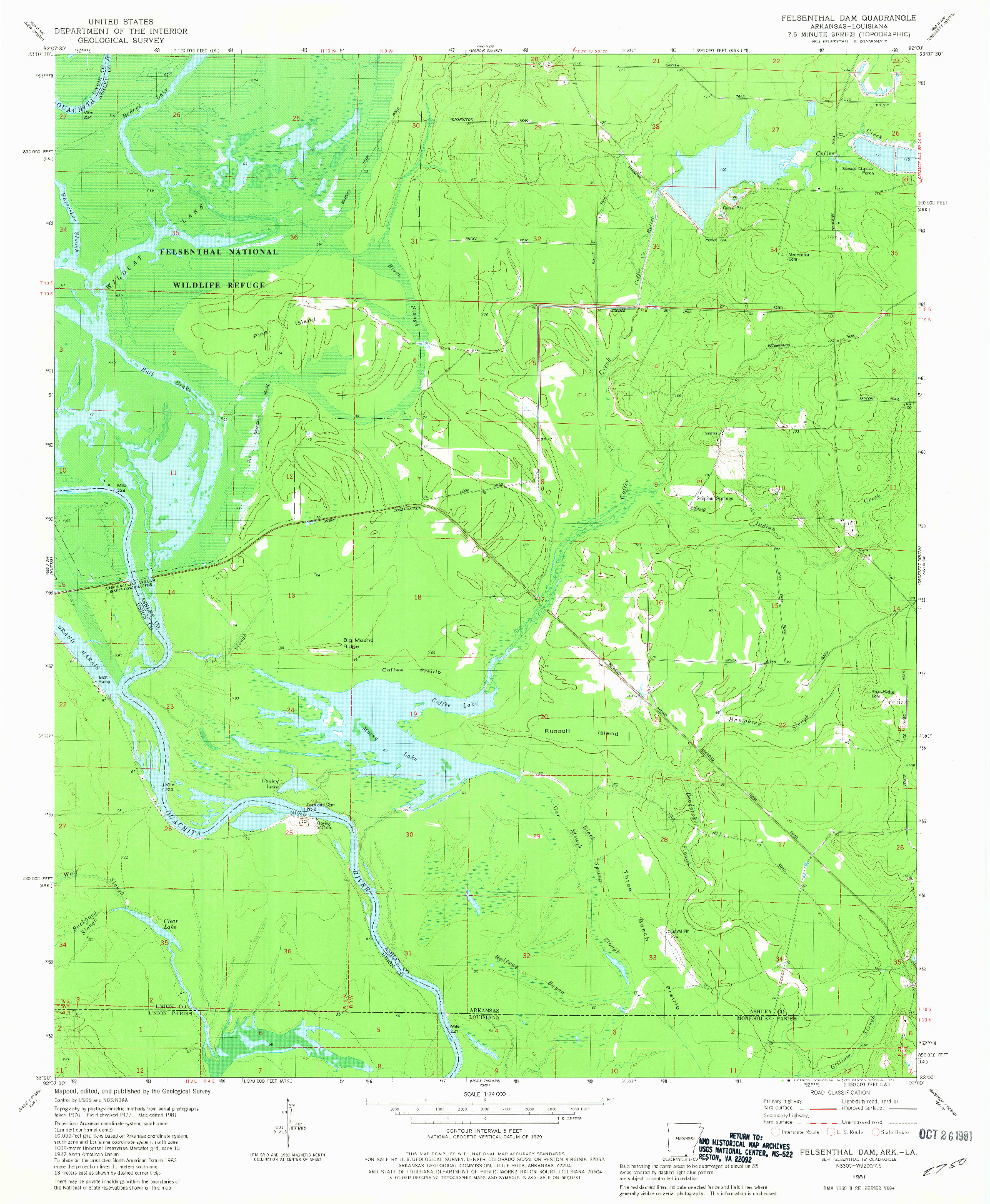 USGS 1:24000-SCALE QUADRANGLE FOR FELSENTHAL DAM, AR 1981