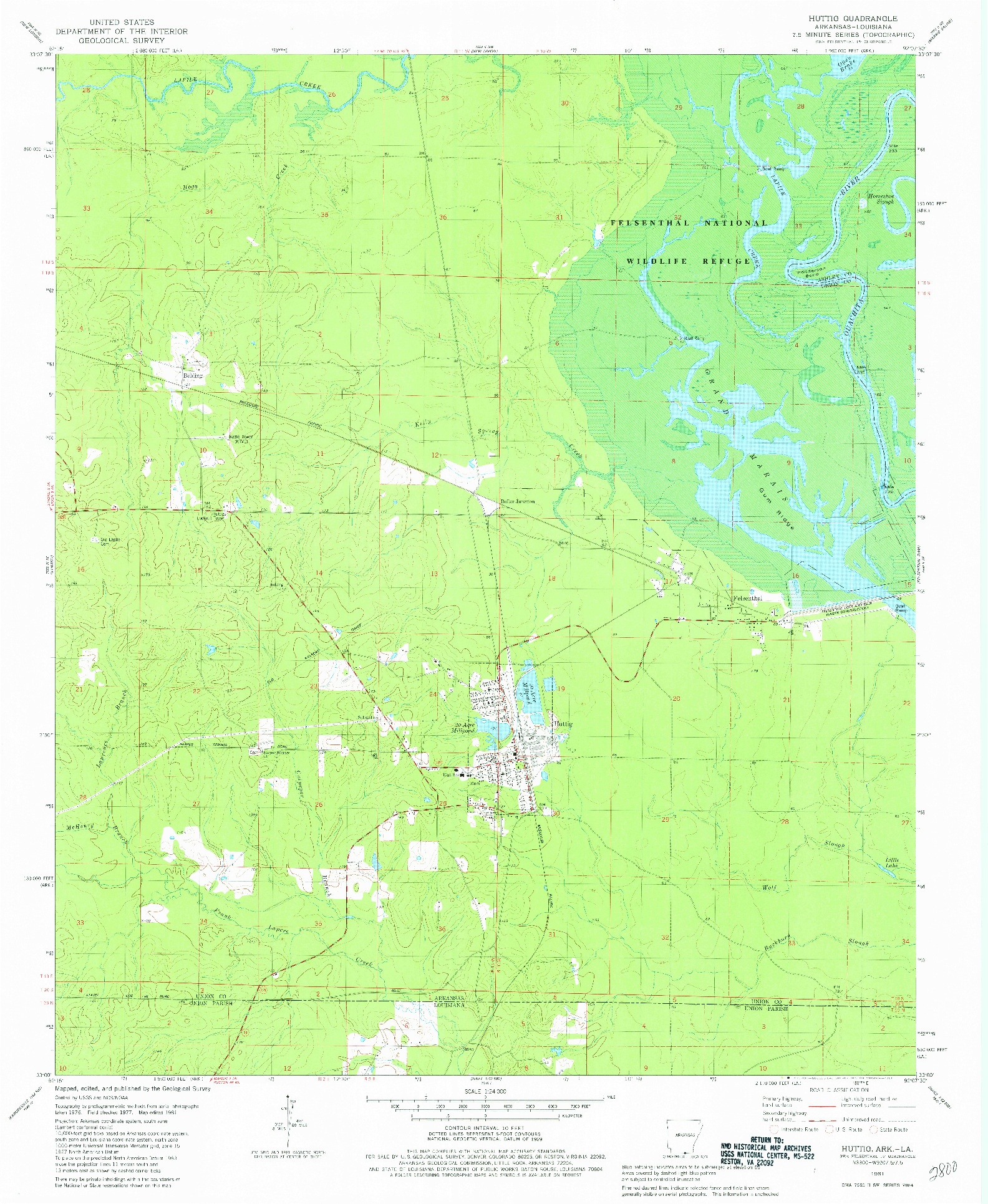 USGS 1:24000-SCALE QUADRANGLE FOR HUTTIG, AR 1981