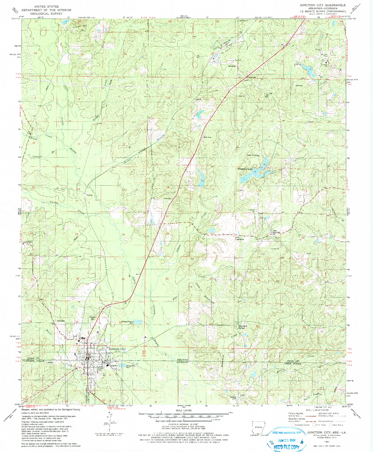 USGS 1:24000-SCALE QUADRANGLE FOR JUNCTION CITY, AR 1981