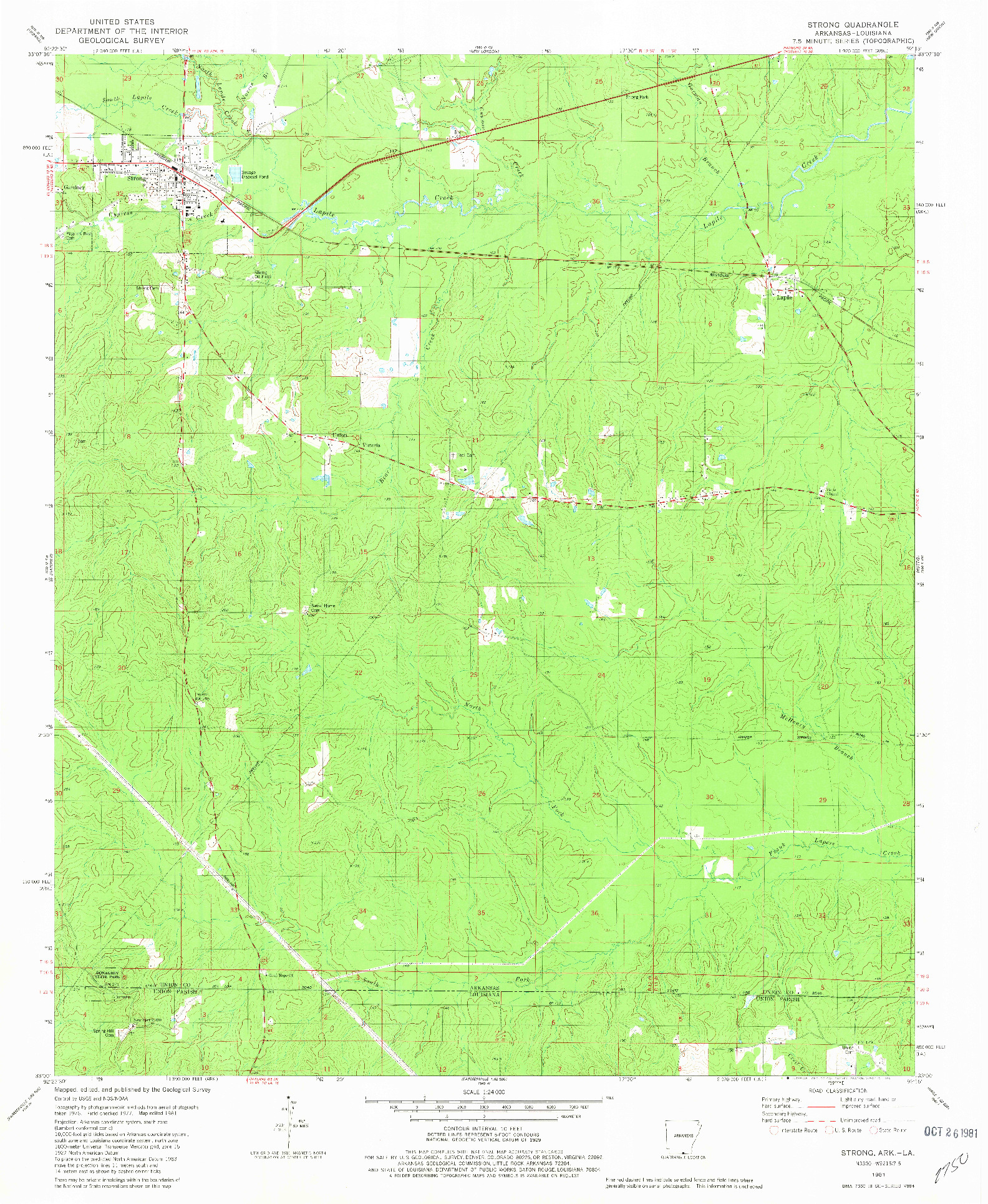 USGS 1:24000-SCALE QUADRANGLE FOR STRONG, AR 1981