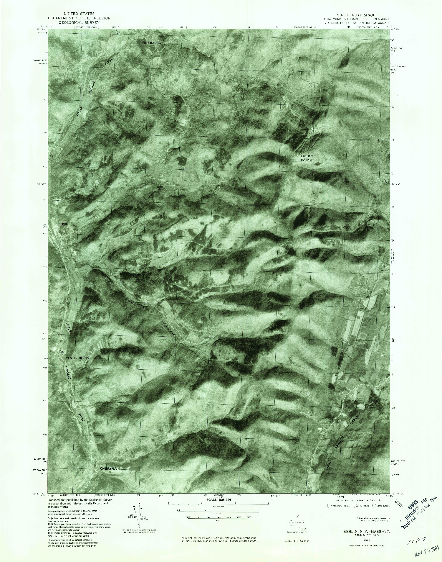 USGS 1:25000-SCALE QUADRANGLE FOR BERLIN, NY 1975