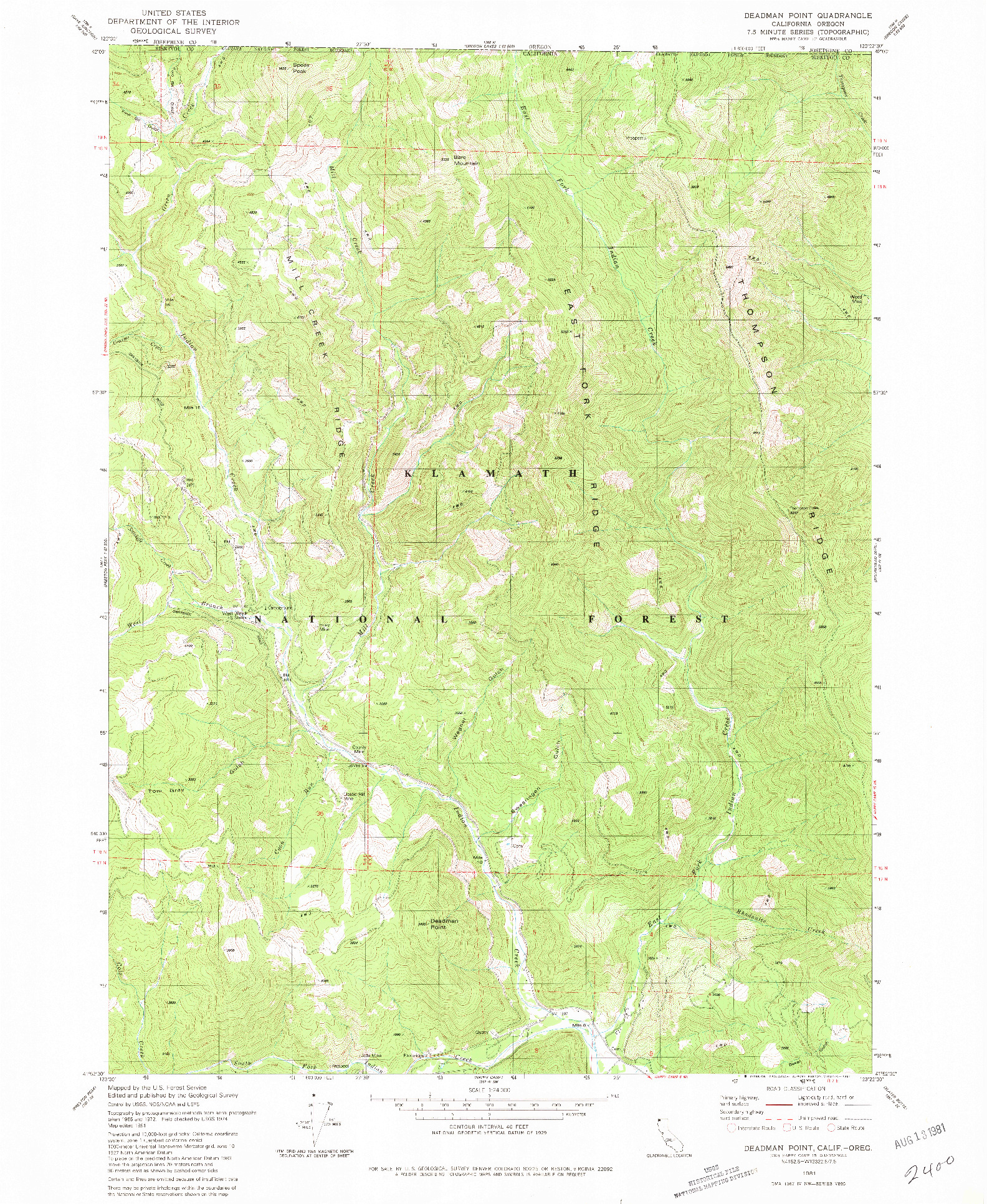 USGS 1:24000-SCALE QUADRANGLE FOR DEADMAN POINT, CA 1981