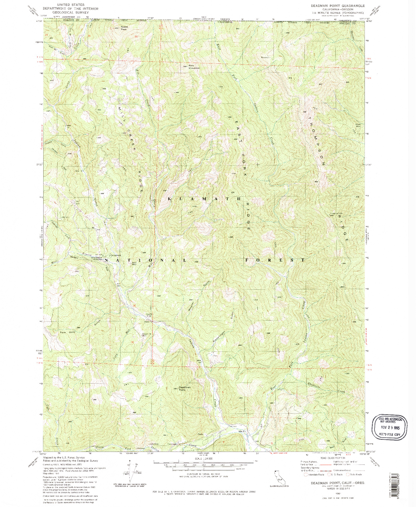 USGS 1:24000-SCALE QUADRANGLE FOR DEADMAN POINT, CA 1981