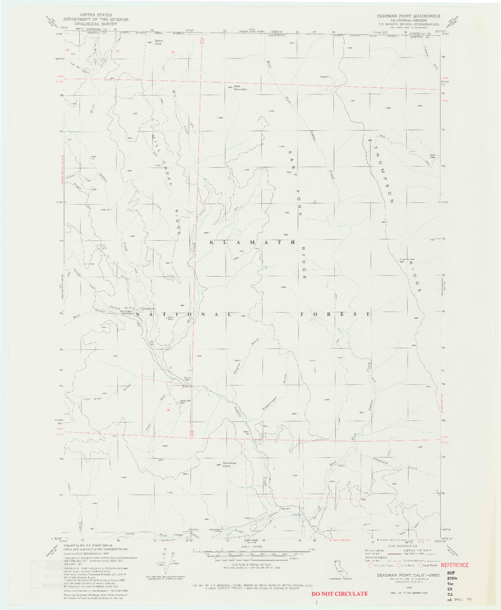 USGS 1:24000-SCALE QUADRANGLE FOR DEADMAN POINT, CA 1981