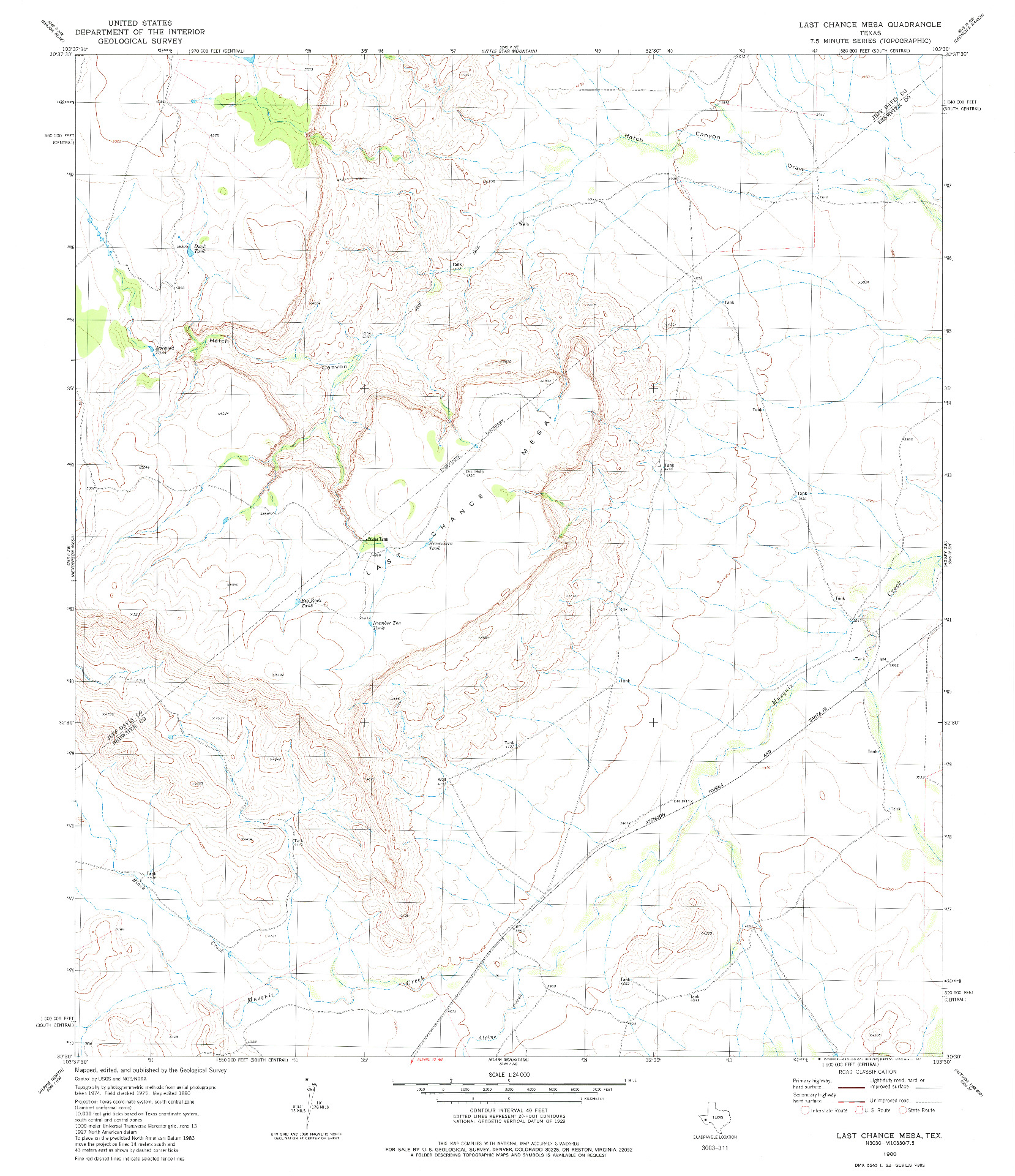 USGS 1:24000-SCALE QUADRANGLE FOR LAST CHANCE MESA, TX 1980