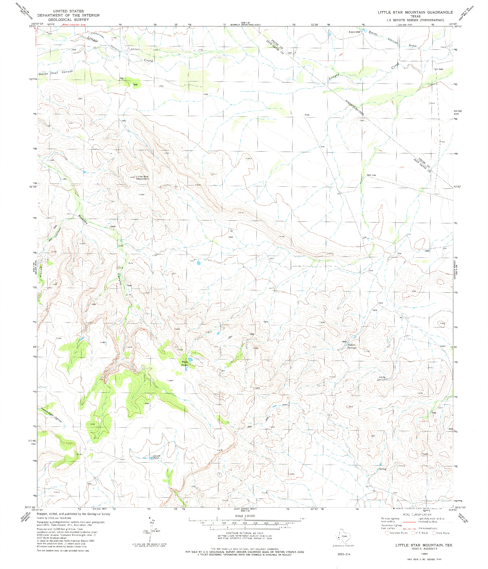 USGS 1:24000-SCALE QUADRANGLE FOR LITTLE STAR MOUNTAIN, TX 1980