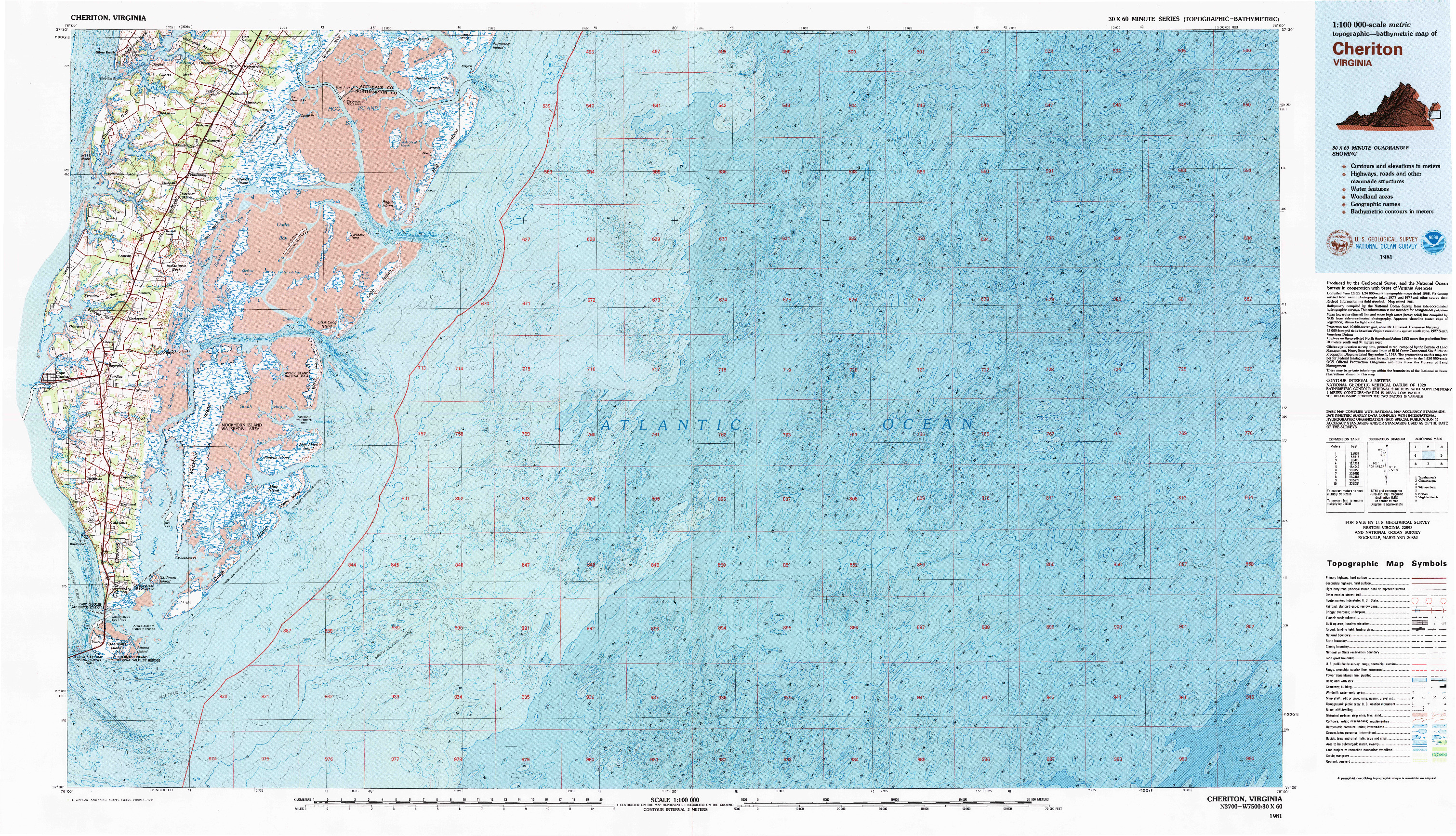 USGS 1:100000-SCALE QUADRANGLE FOR CHERITON, VA 1981