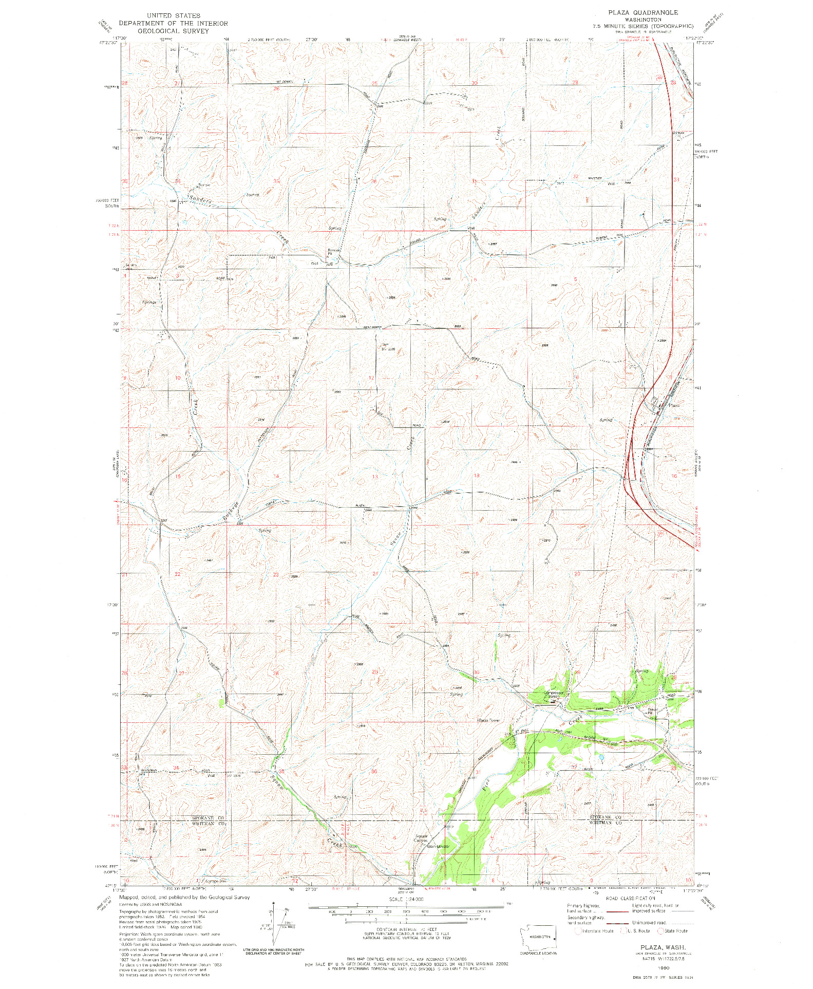 USGS 1:24000-SCALE QUADRANGLE FOR PLAZA, WA 1980