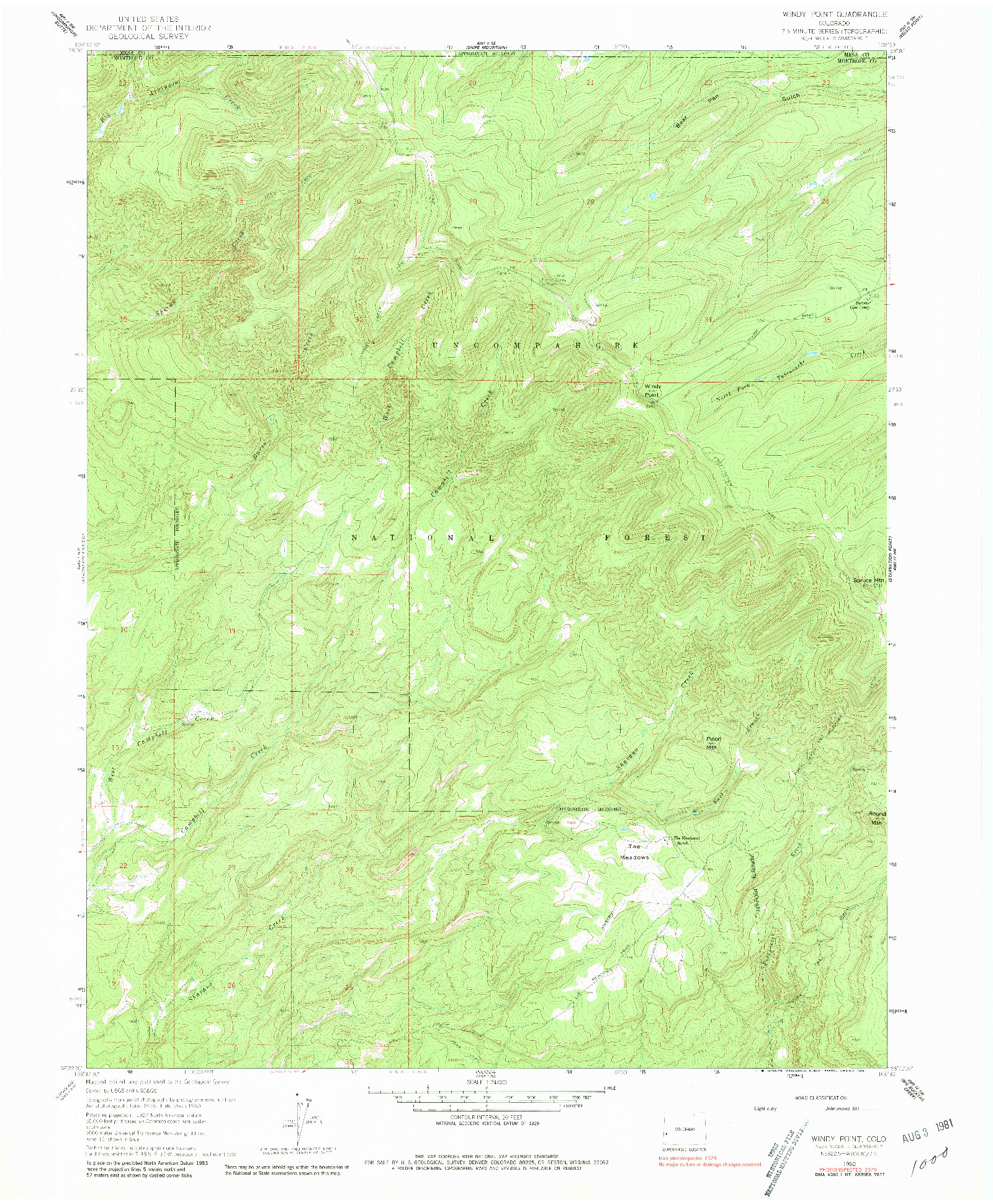 USGS 1:24000-SCALE QUADRANGLE FOR WINDY POINT, CO 1960