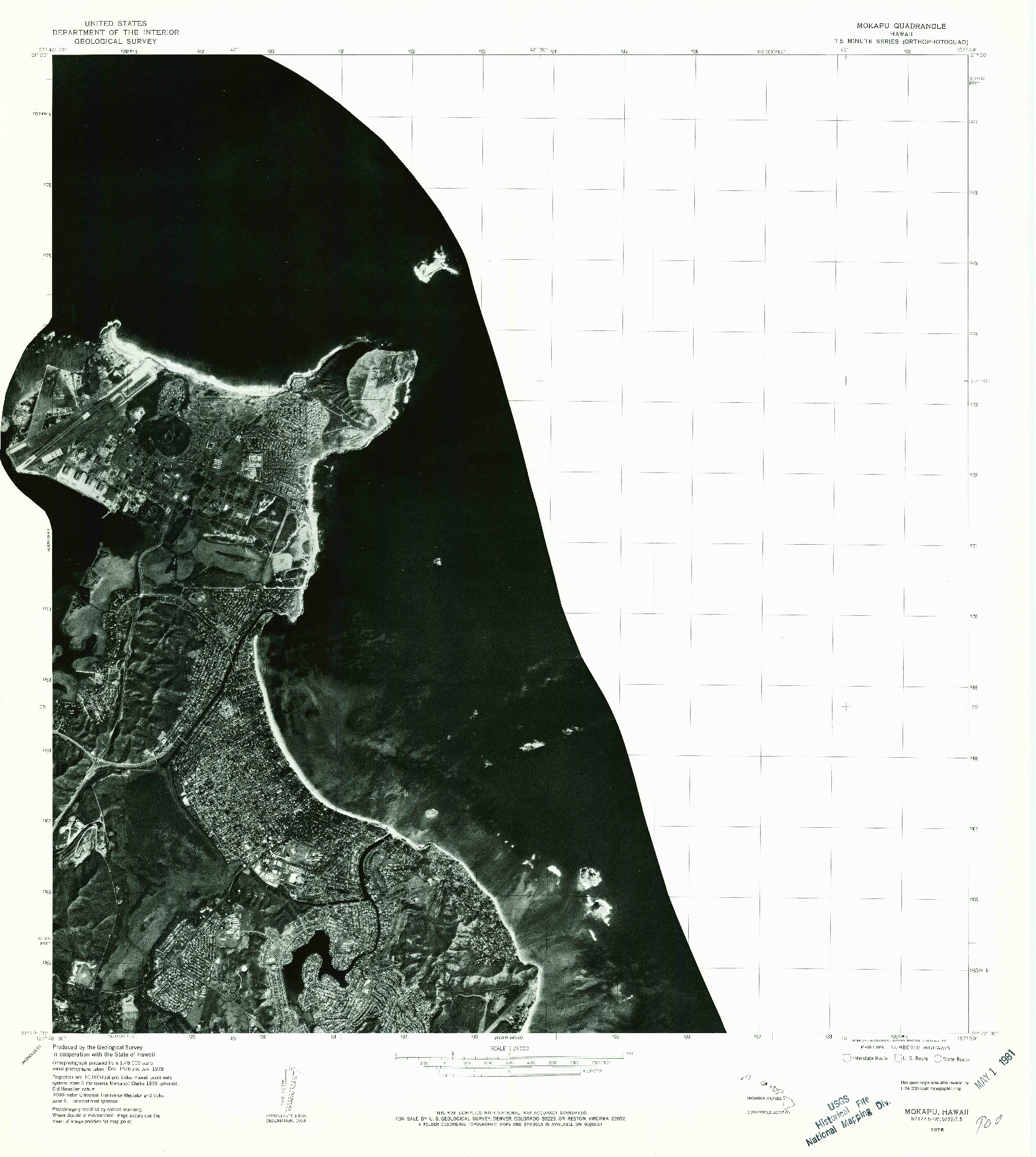 USGS 1:24000-SCALE QUADRANGLE FOR MOKAPU, HI 1978