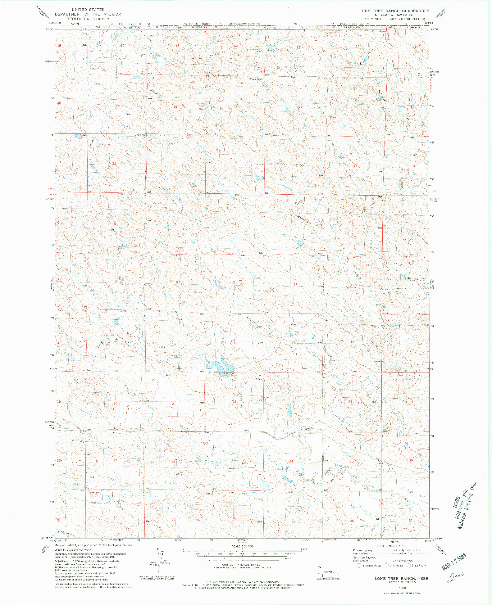 USGS 1:24000-SCALE QUADRANGLE FOR LONE TREE RANCH, NE 1980