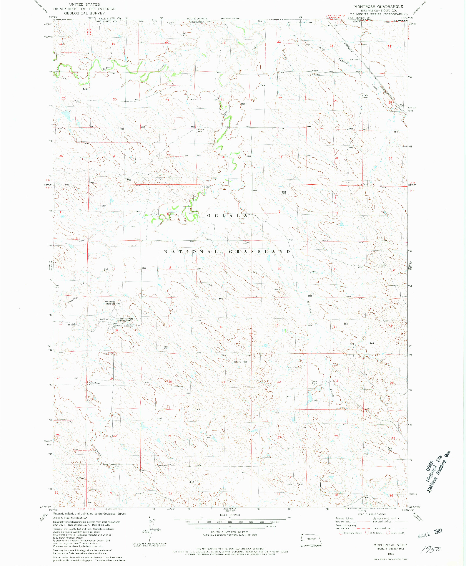 USGS 1:24000-SCALE QUADRANGLE FOR MONTROSE, NE 1980