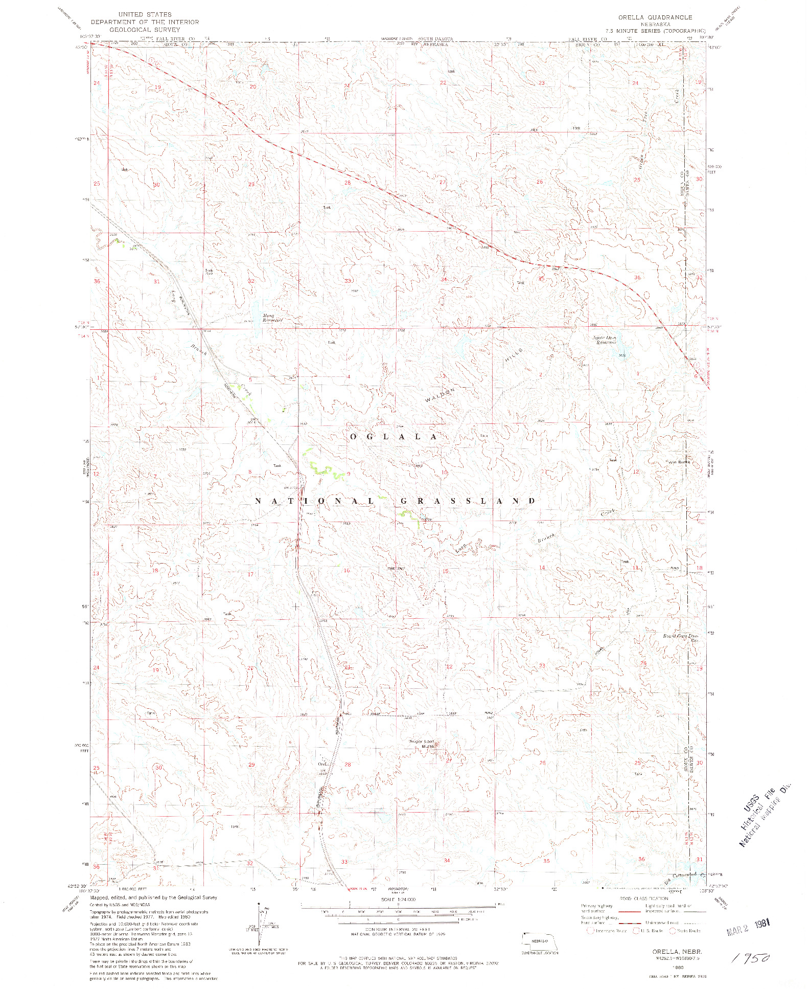 USGS 1:24000-SCALE QUADRANGLE FOR ORELLA, NE 1980