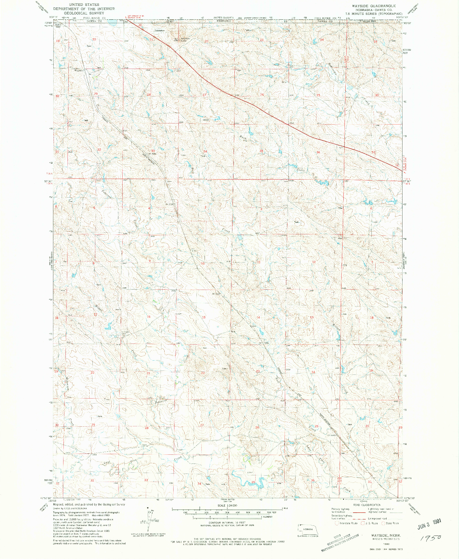 USGS 1:24000-SCALE QUADRANGLE FOR WAYSIDE, NE 1980