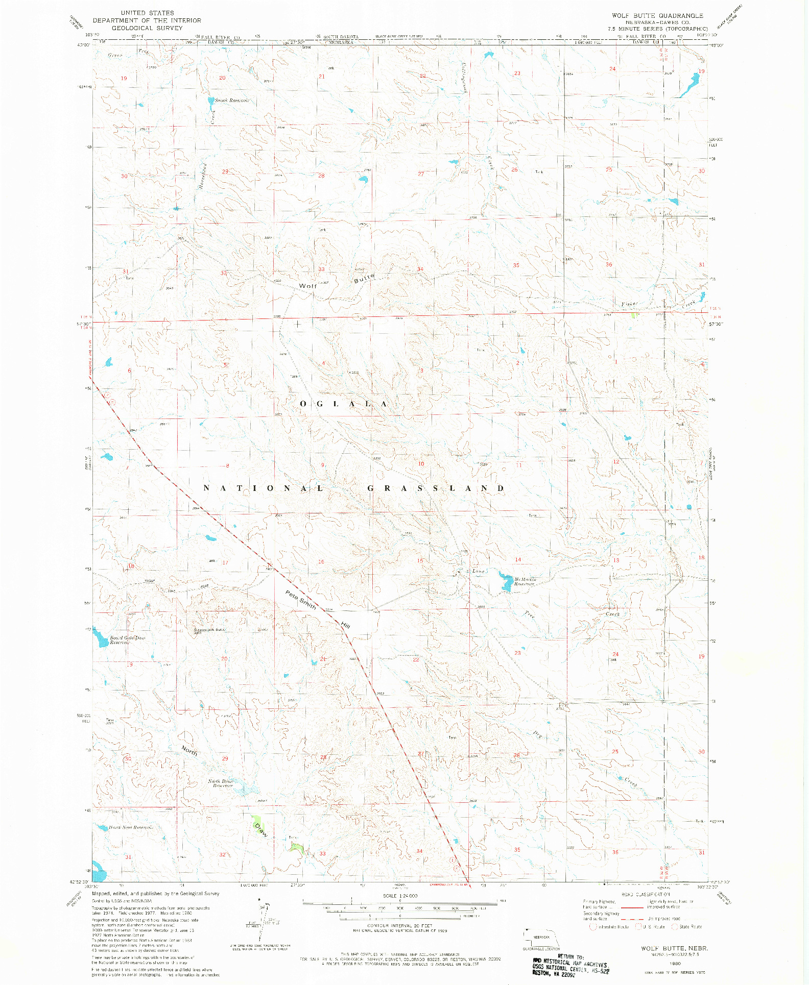 USGS 1:24000-SCALE QUADRANGLE FOR WOLF BUTTE, NE 1980