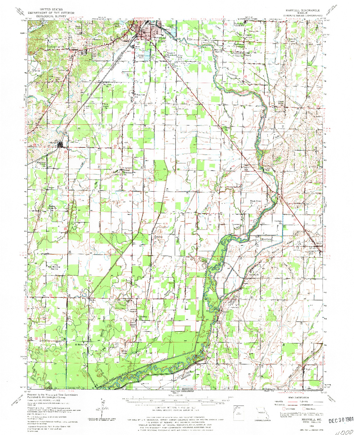 USGS 1:62500-SCALE QUADRANGLE FOR HARVIELL, MO 1964