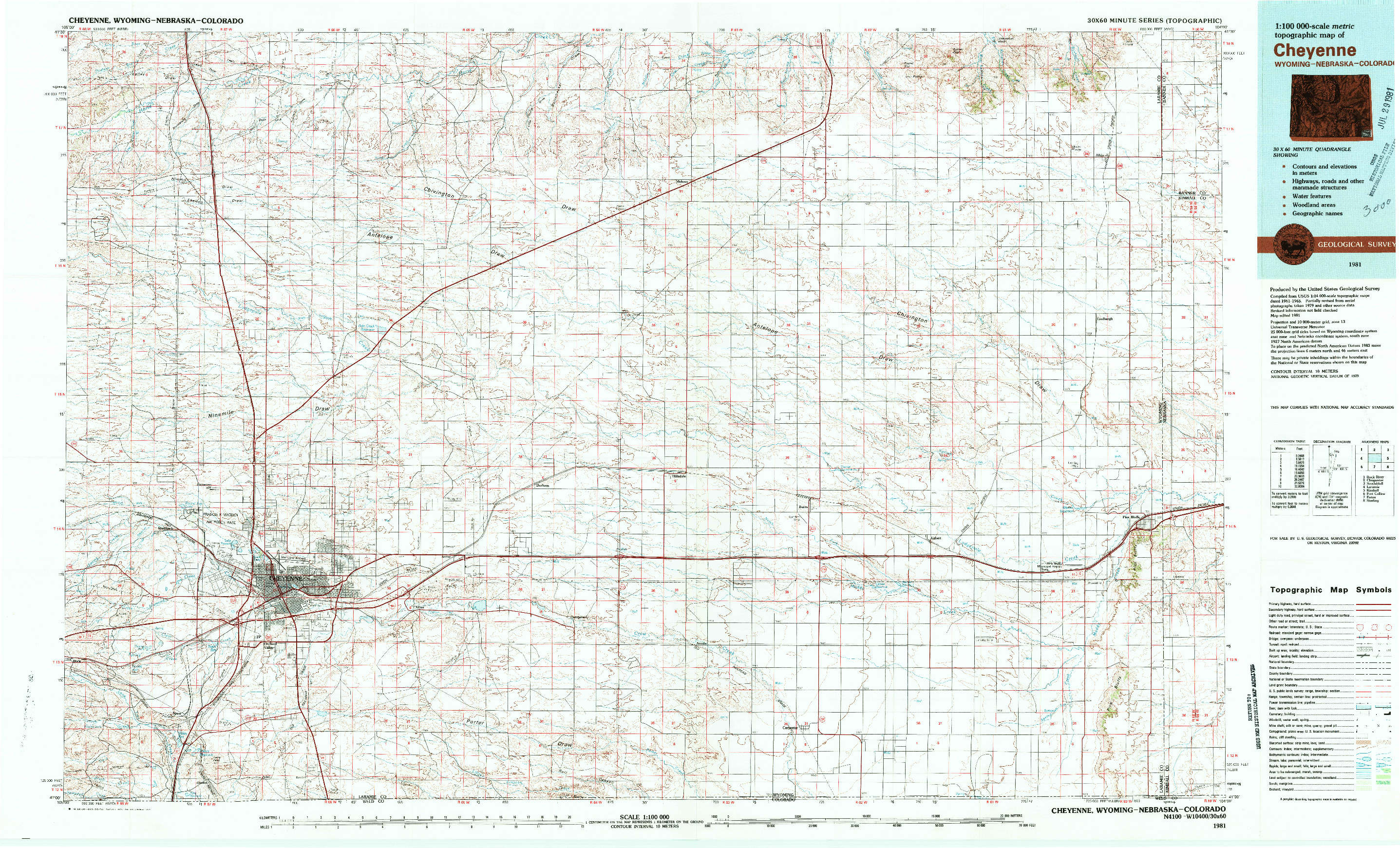 USGS 1:100000-SCALE QUADRANGLE FOR CHEYENNE, WY 1981