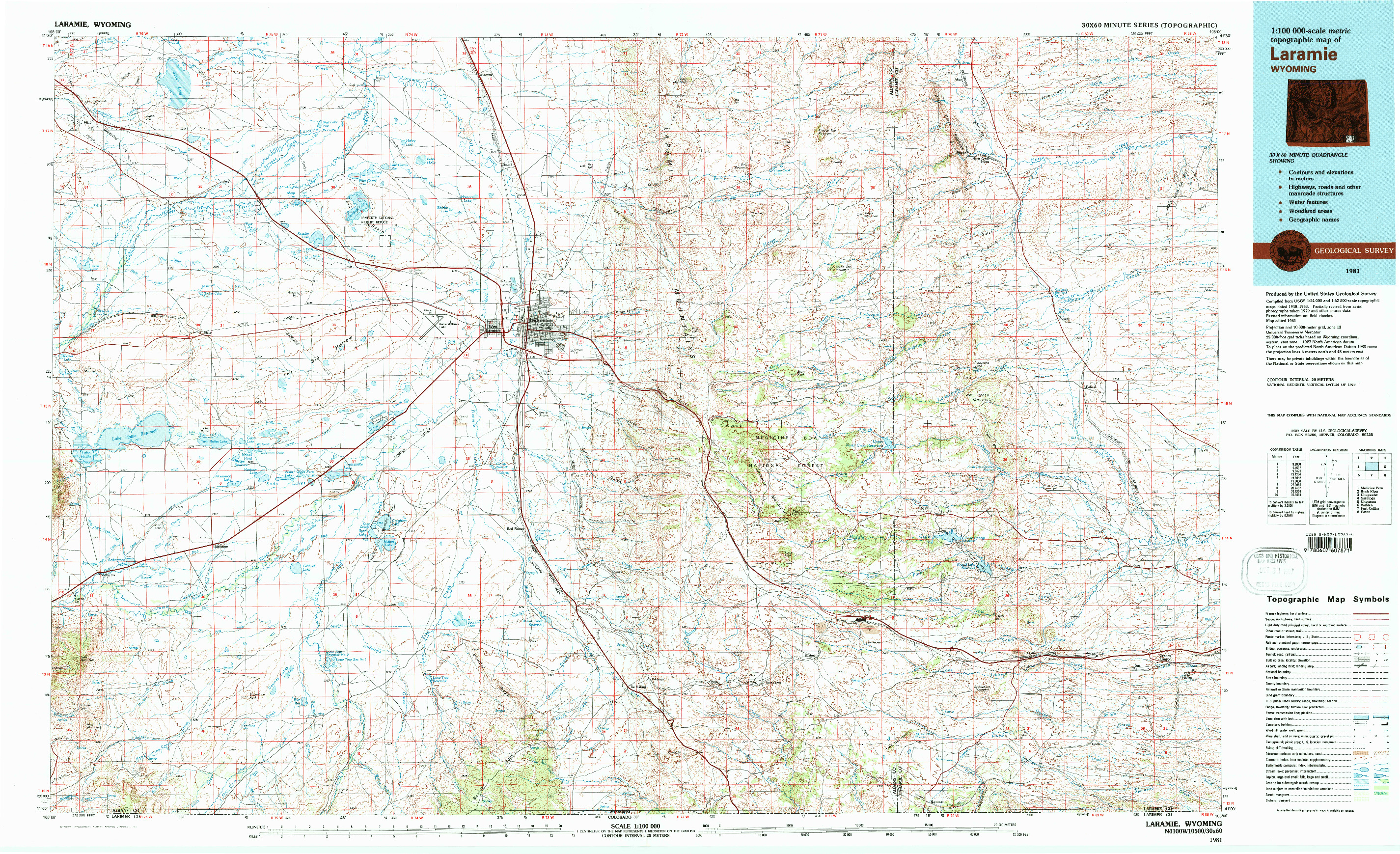 USGS 1:100000-SCALE QUADRANGLE FOR LARAMIE, WY 1981