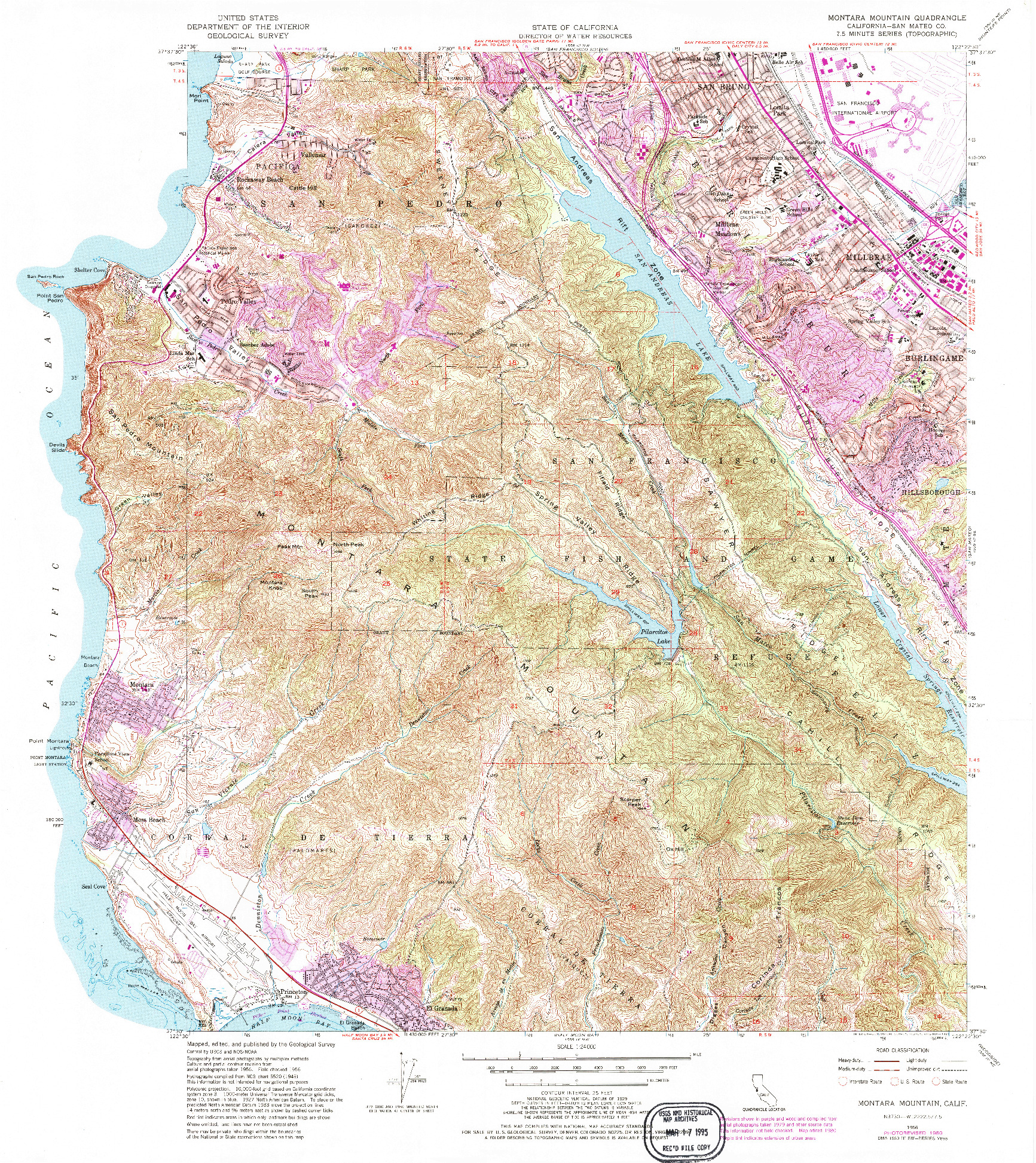 USGS 1:24000-SCALE QUADRANGLE FOR MONTARA MOUNTAIN, CA 1956