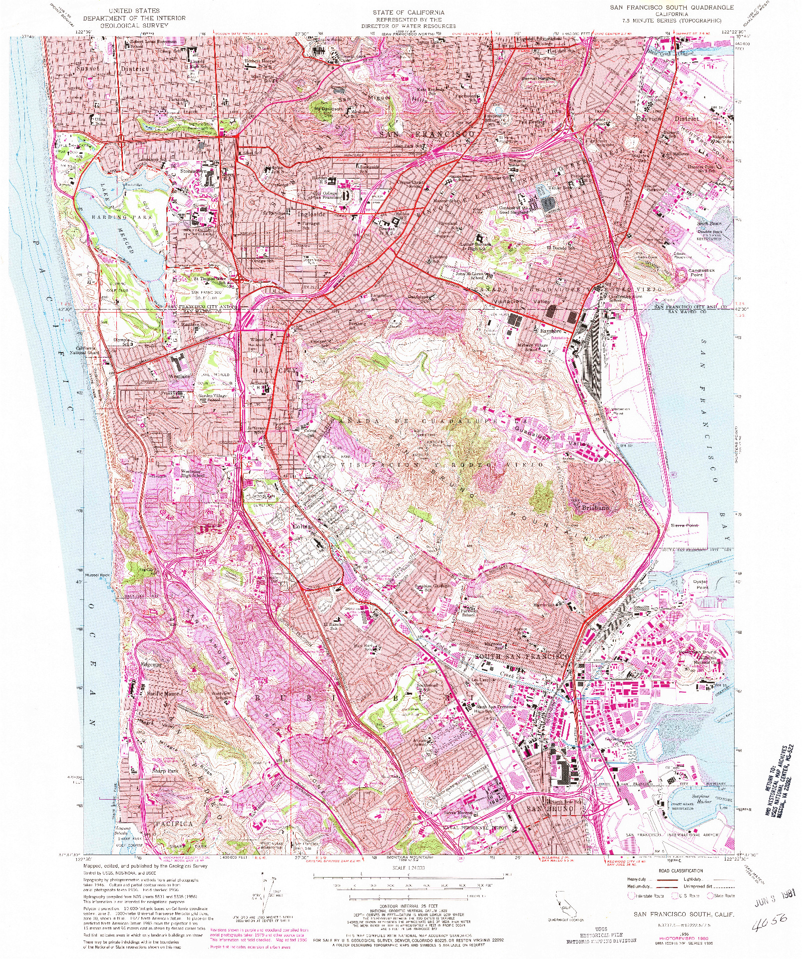 USGS 1:24000-SCALE QUADRANGLE FOR SAN FRANCISCO SOUTH, CA 1956