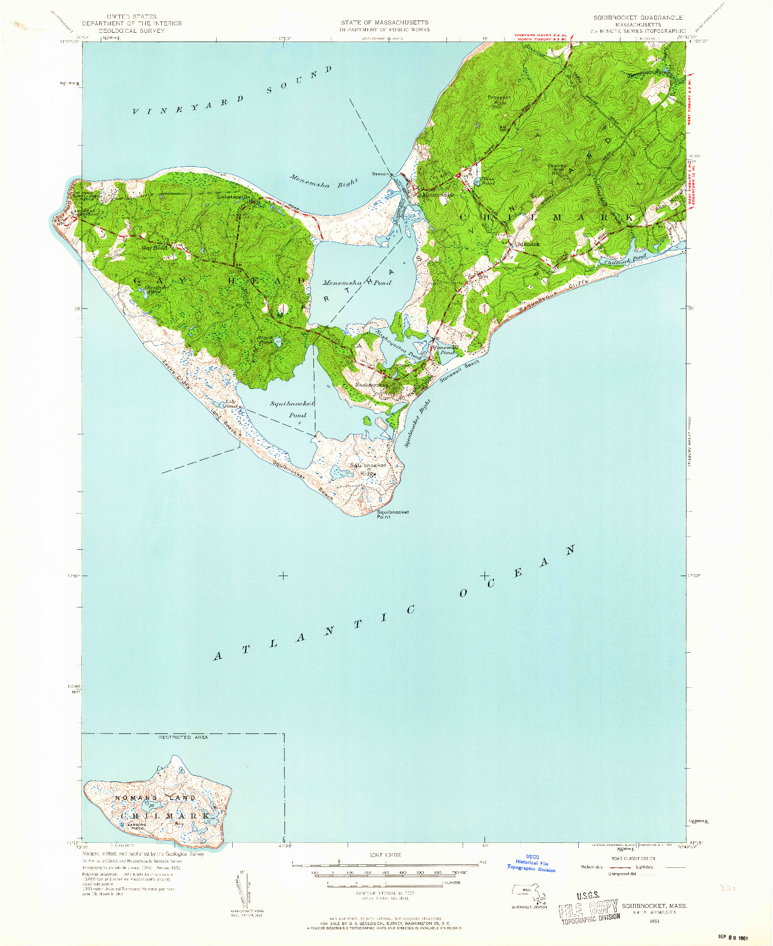 USGS 1:24000-SCALE QUADRANGLE FOR SQUIBNOCKET, MA 1951