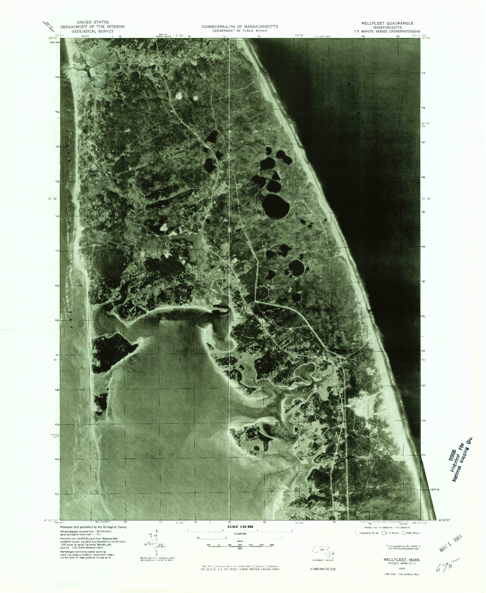 USGS 1:25000-SCALE QUADRANGLE FOR WELLFLEET, MA 1977